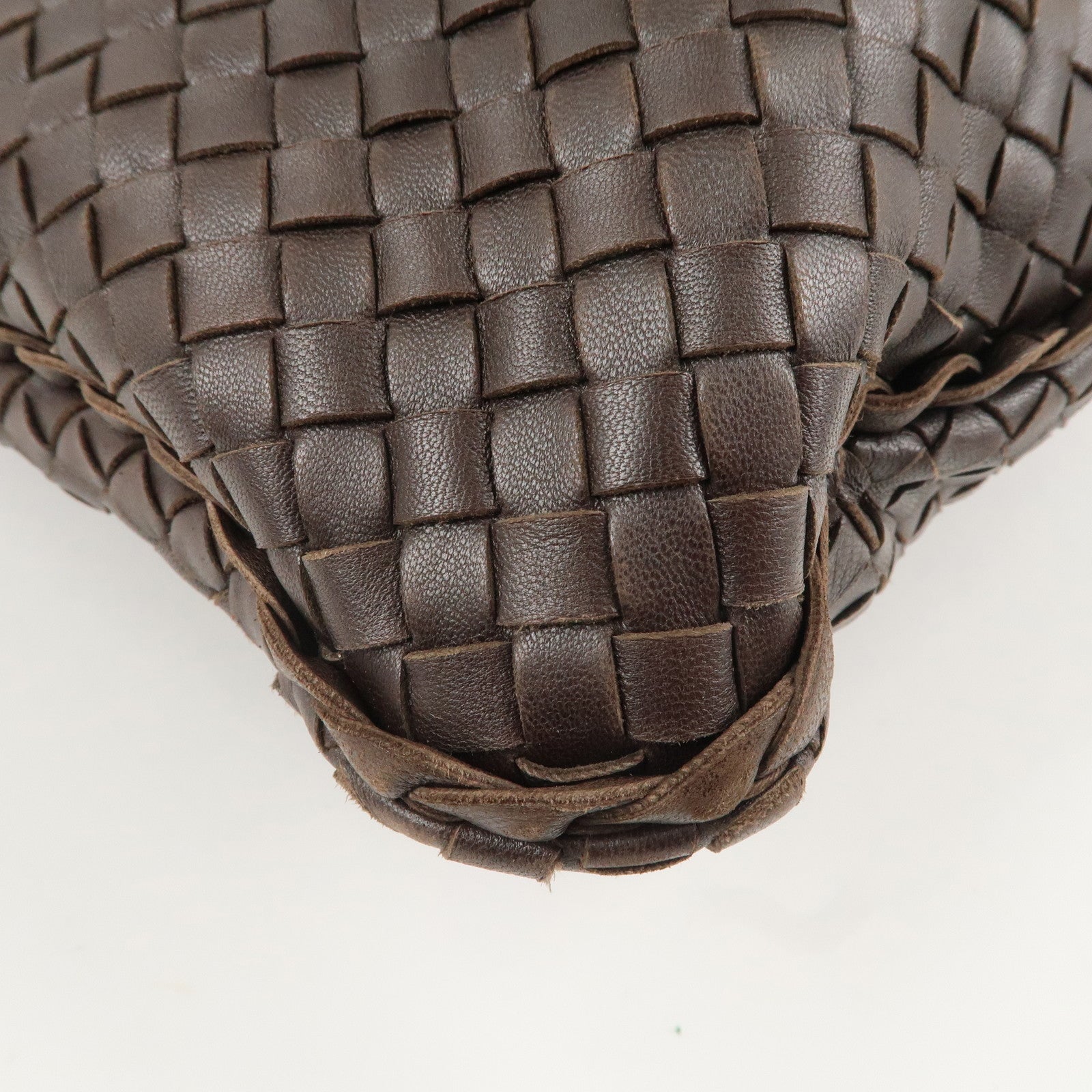 BOTTEGA VENETA Intrecciato Hobo Leather Shoulder Bag Brown 115654