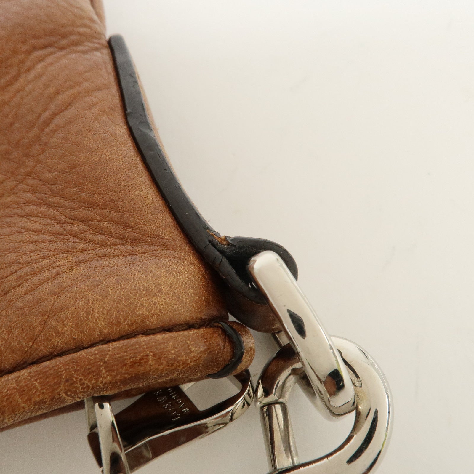 LOEWE Leather Shoulder Bag Cross Body Bag Brown Black Silver HDW Used