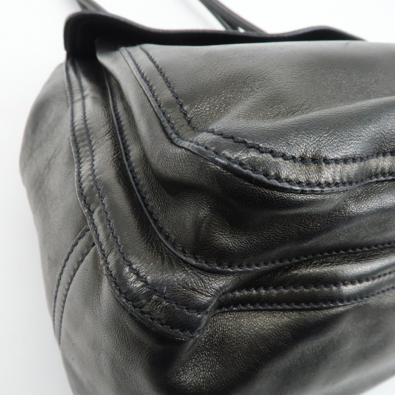 PRADA Leather Tote Bag Black Used