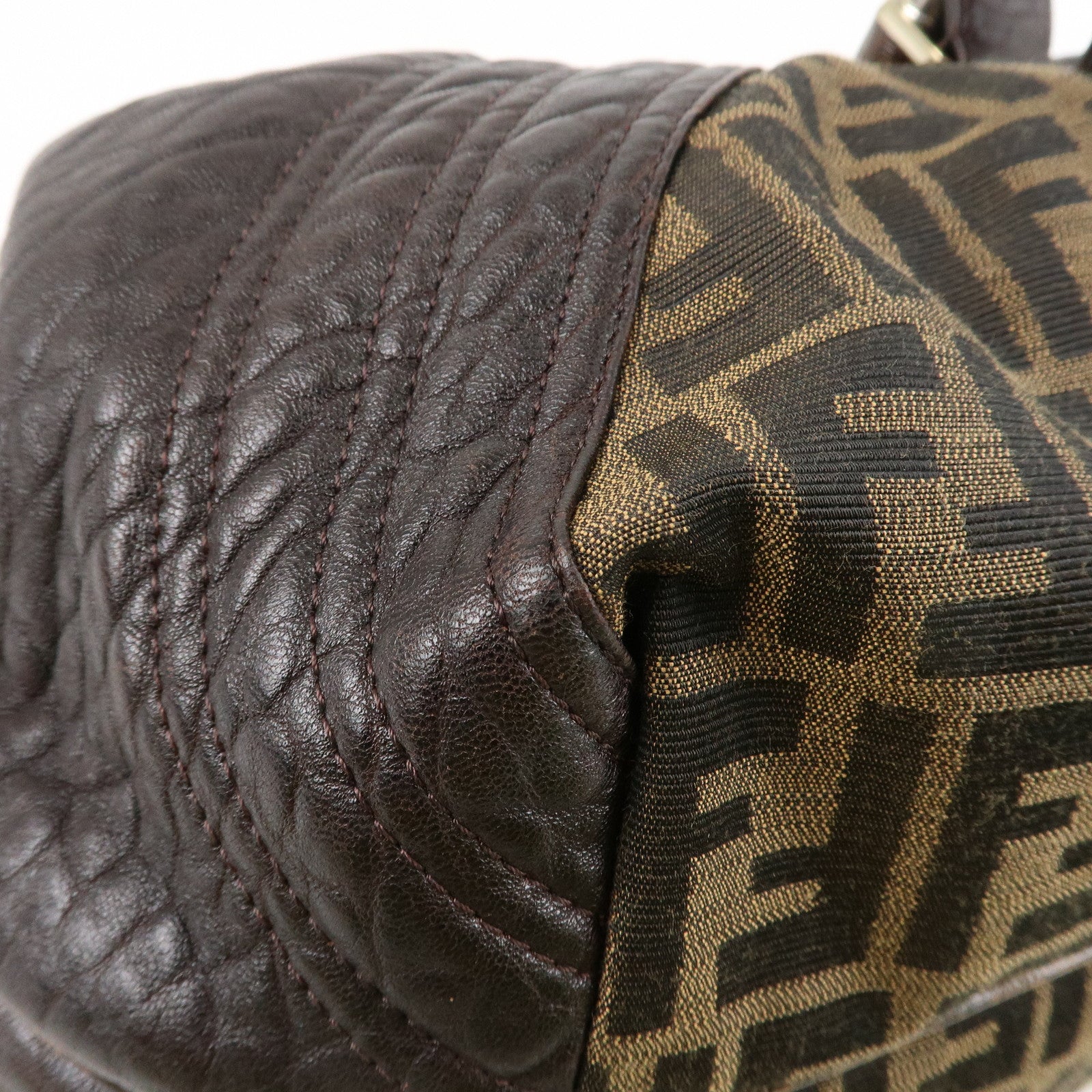 FENDI Zucca Canvas Leather Spy Bag Brown Black 8BR511 Used
