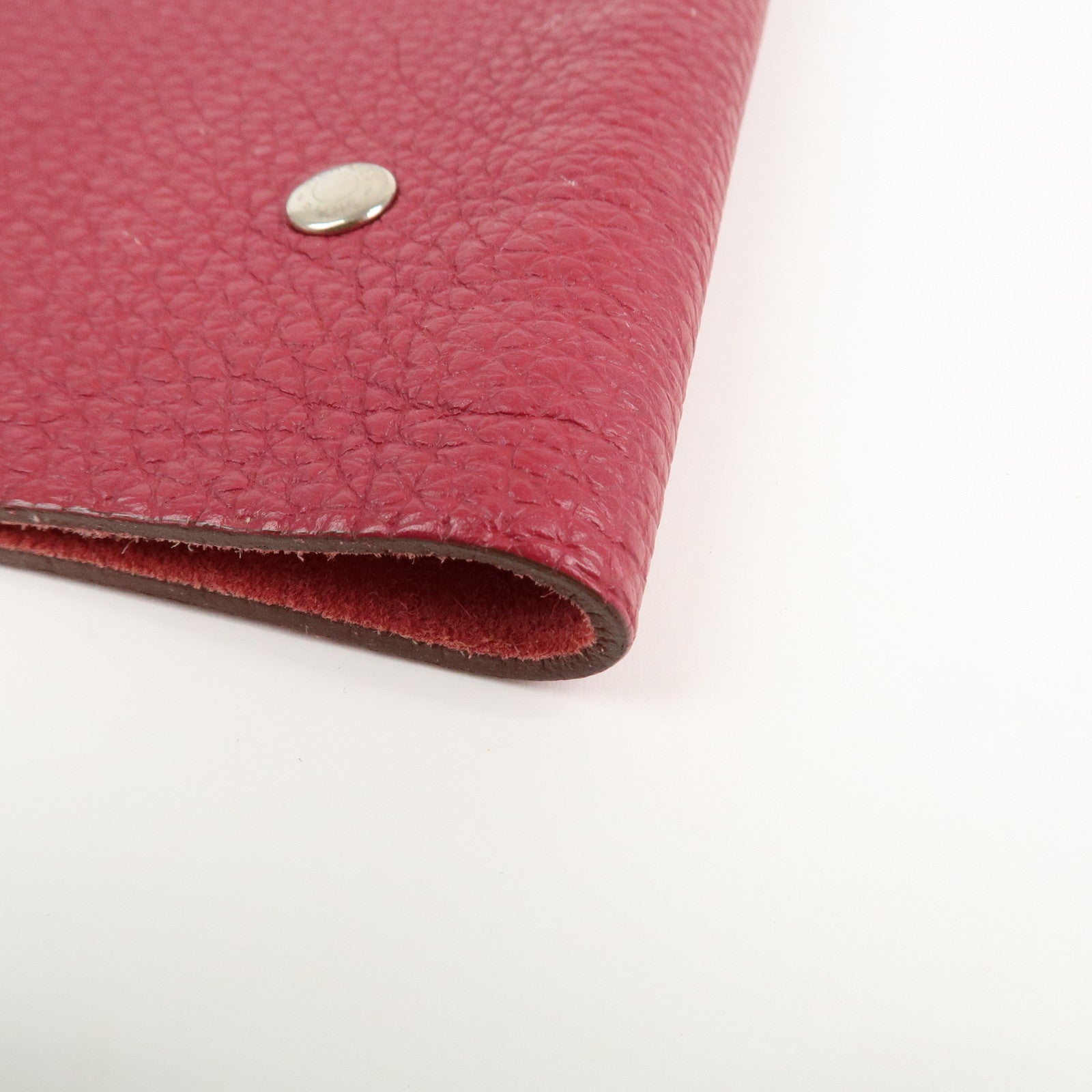 HERMES Togo Leather Ulysse MM □N Stamped Notebook Cover Ruby Used