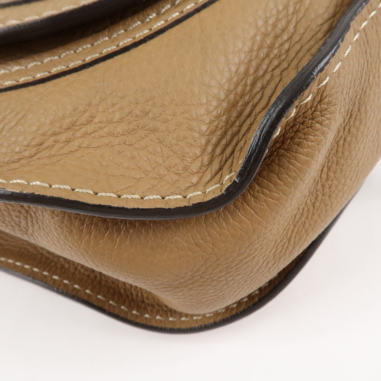 Chloe Marcie Leather Shoulder Bag Hand Bag Beige Used