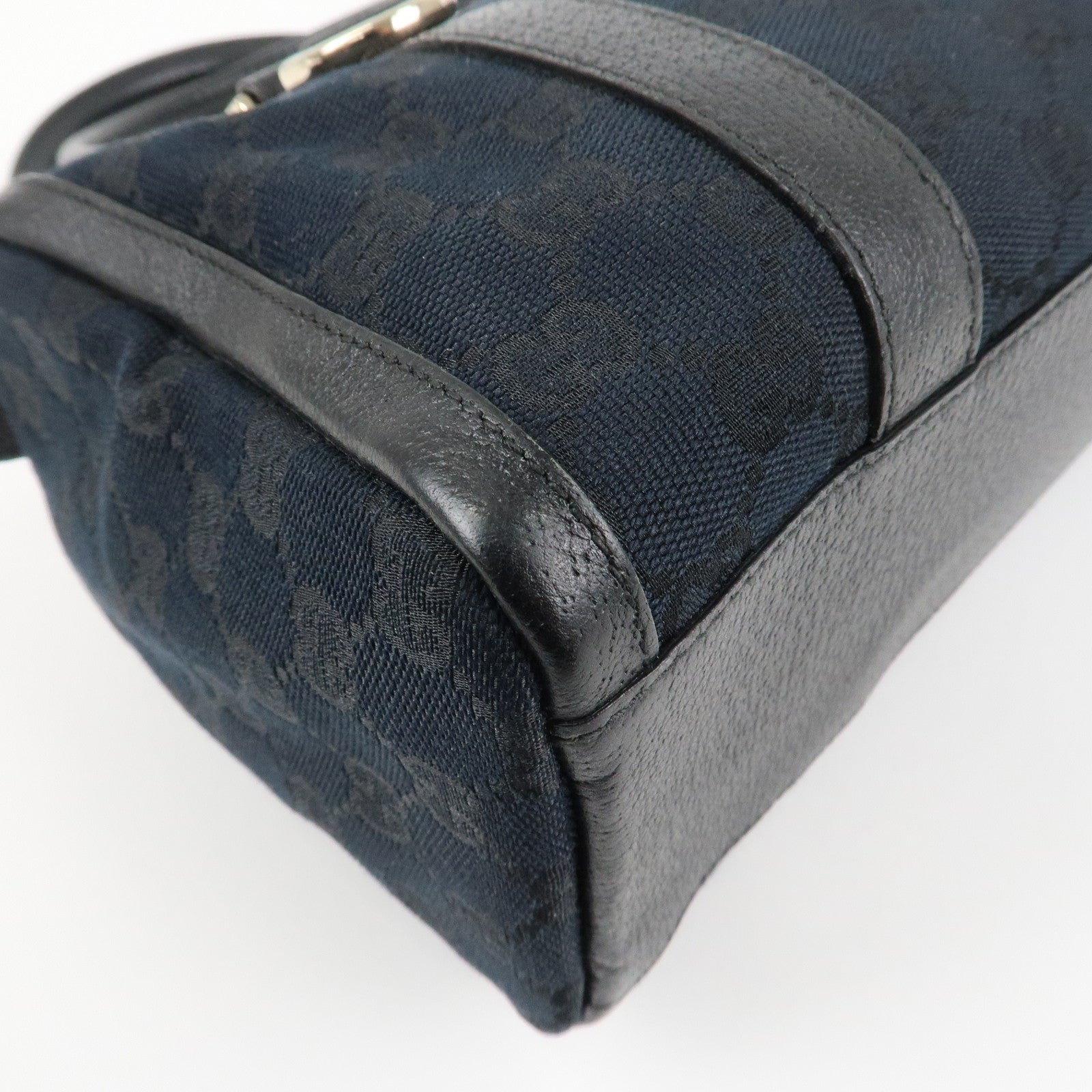 GUCCI Abbey GG Canvas Leather Mini Boston Bag Black 130942 Used