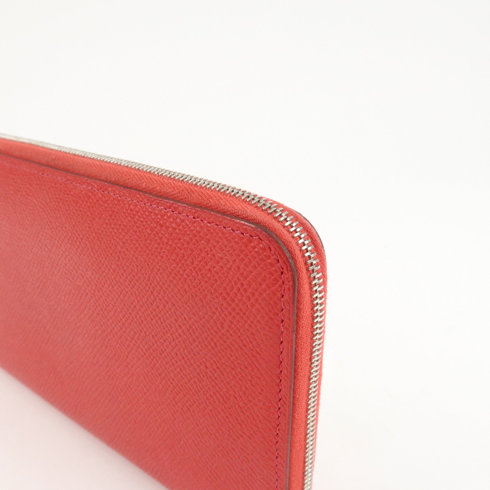 HERMES Leather Veau Epsom Azap Long Silkin Wallet Red Used