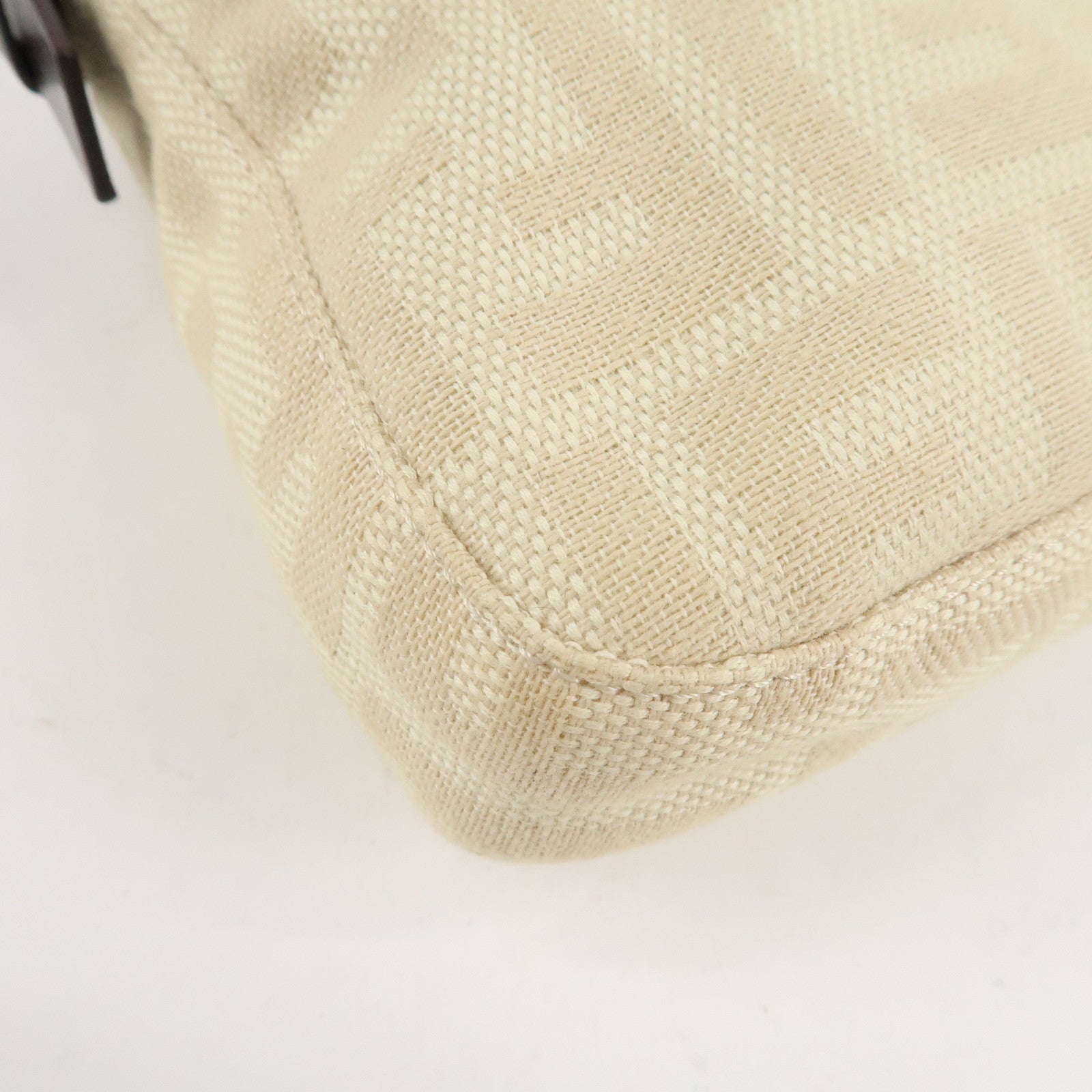 FENDI Mamma Baguette Zucca Canvas Leather Shoulder Bag Beige 26424 Used