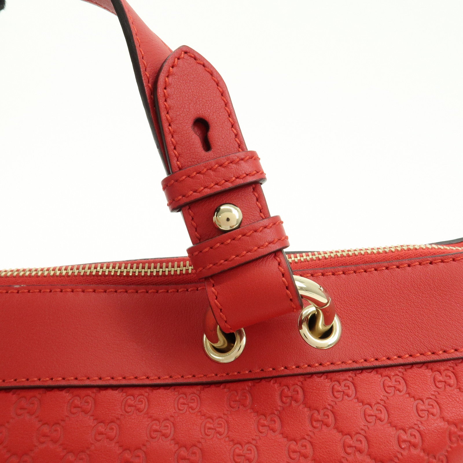 GUCCI Micro Guccissima Leather 2WAY Tote Shoulder Bag Valentine Red