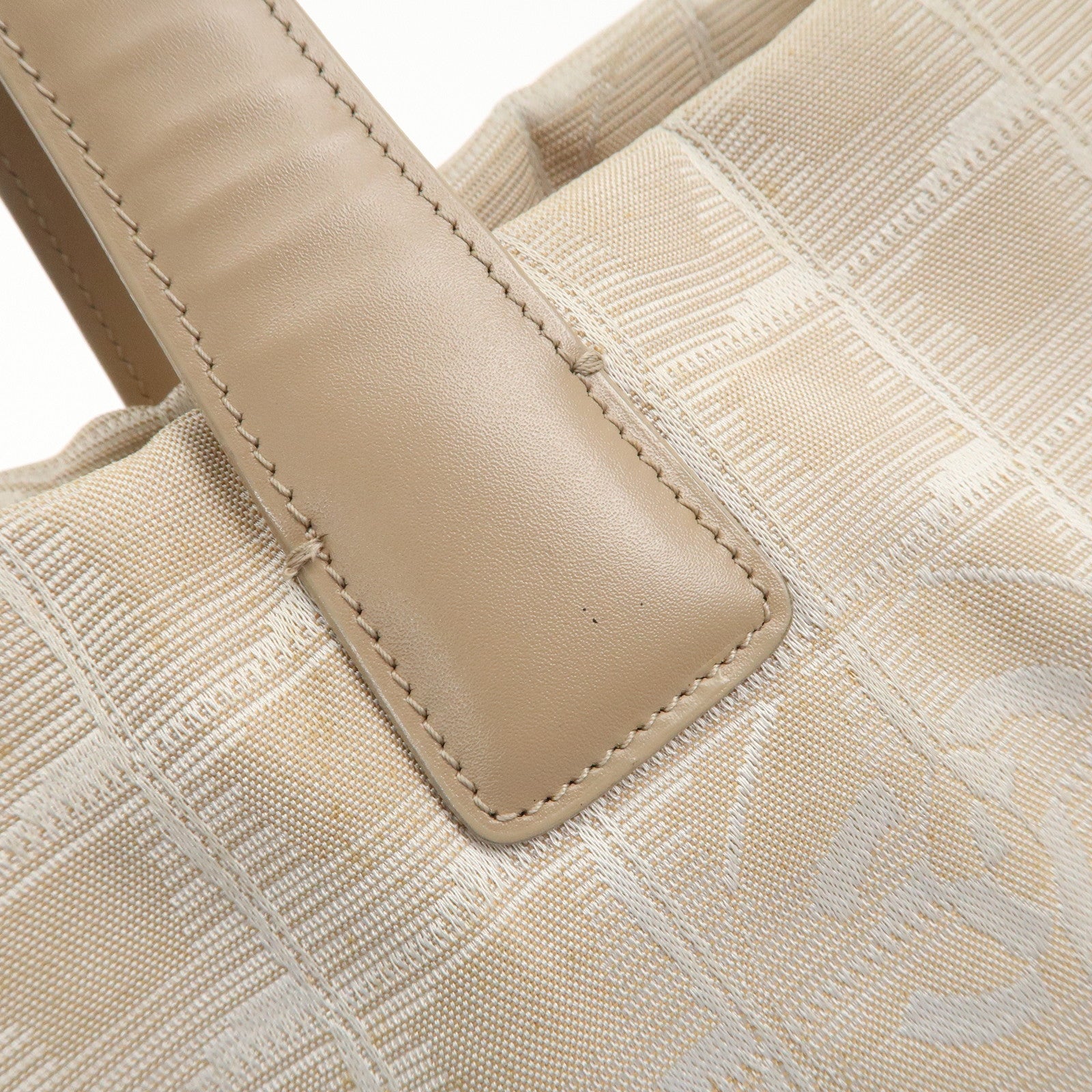 CHANEL New Travel Line Nylon Jacquard Leather Tote Bag Beige A15991 Used