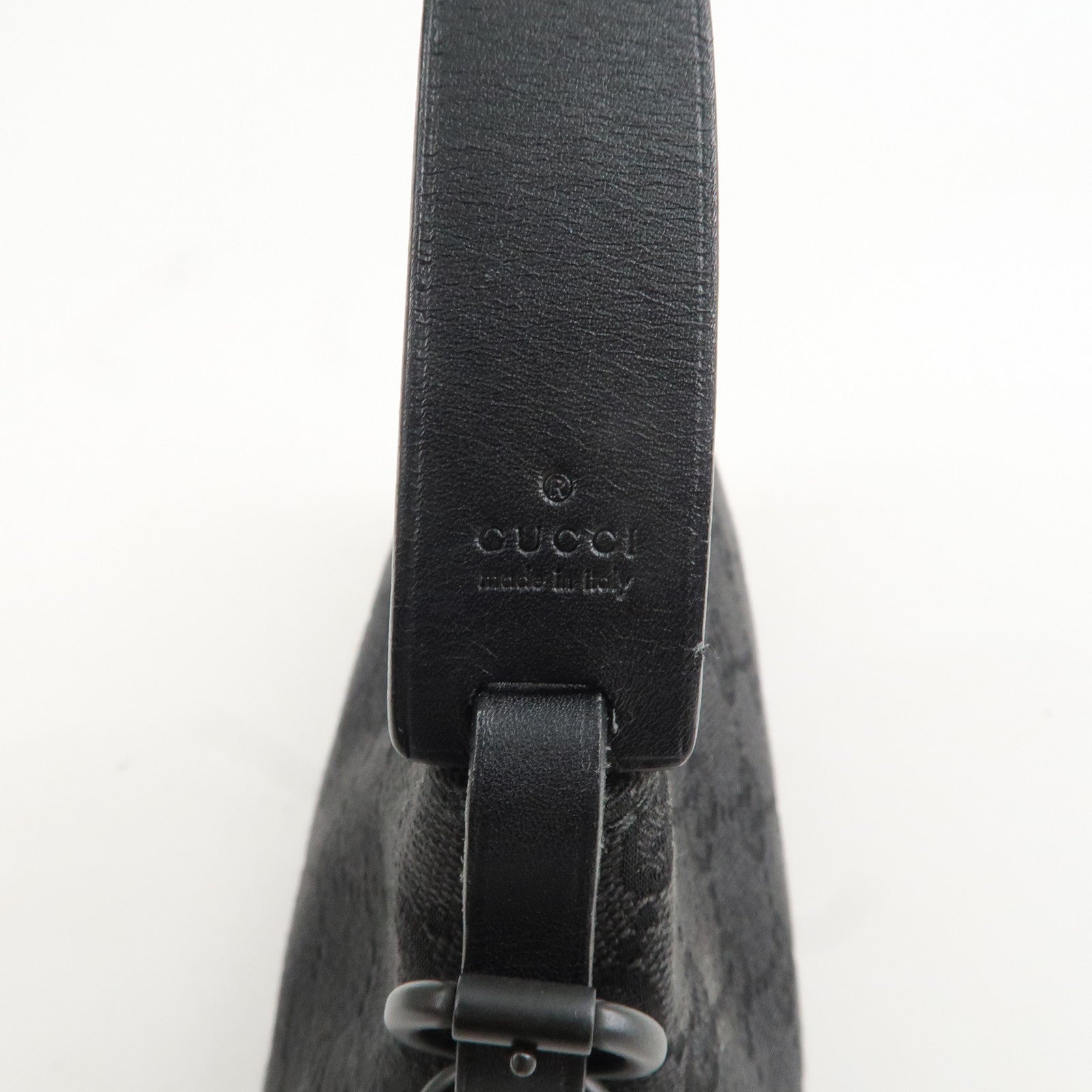 GUCCI GG Canvas Leather Small Hand Bag Pouch Black 103399