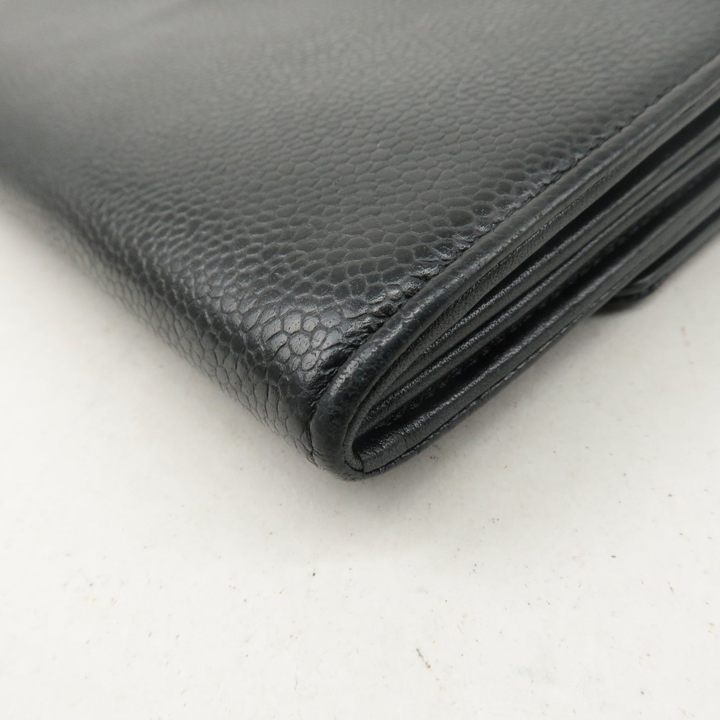 CHANEL Caviar Skin Coco Mark Bi-fold Long Wallet Black