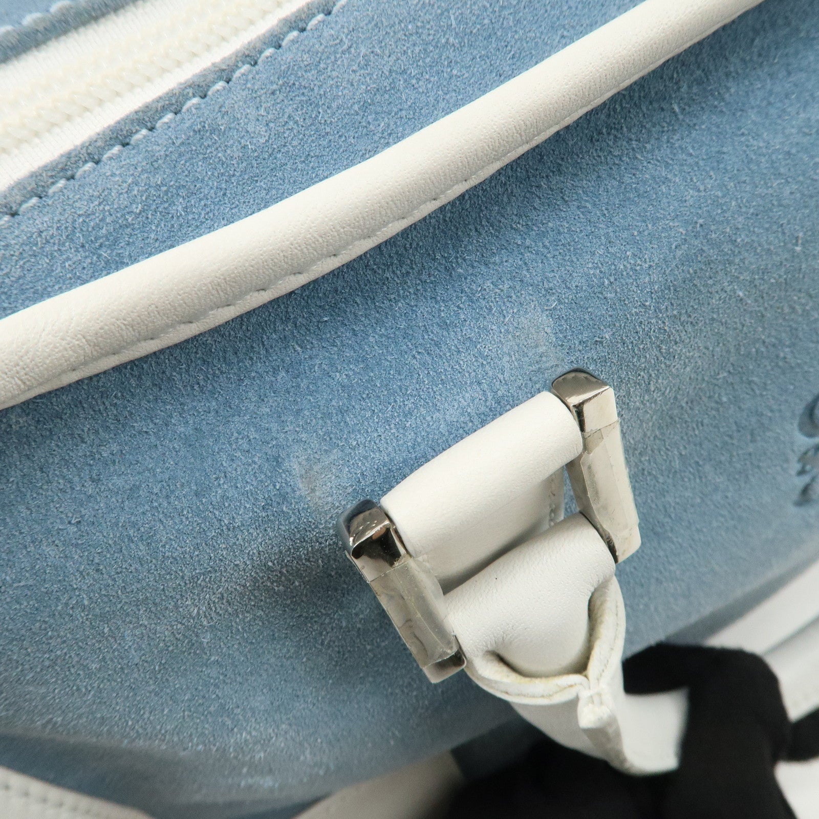 LOEWE Anagram Suede Leather Amazona 27 Hand Bag White Blue Used