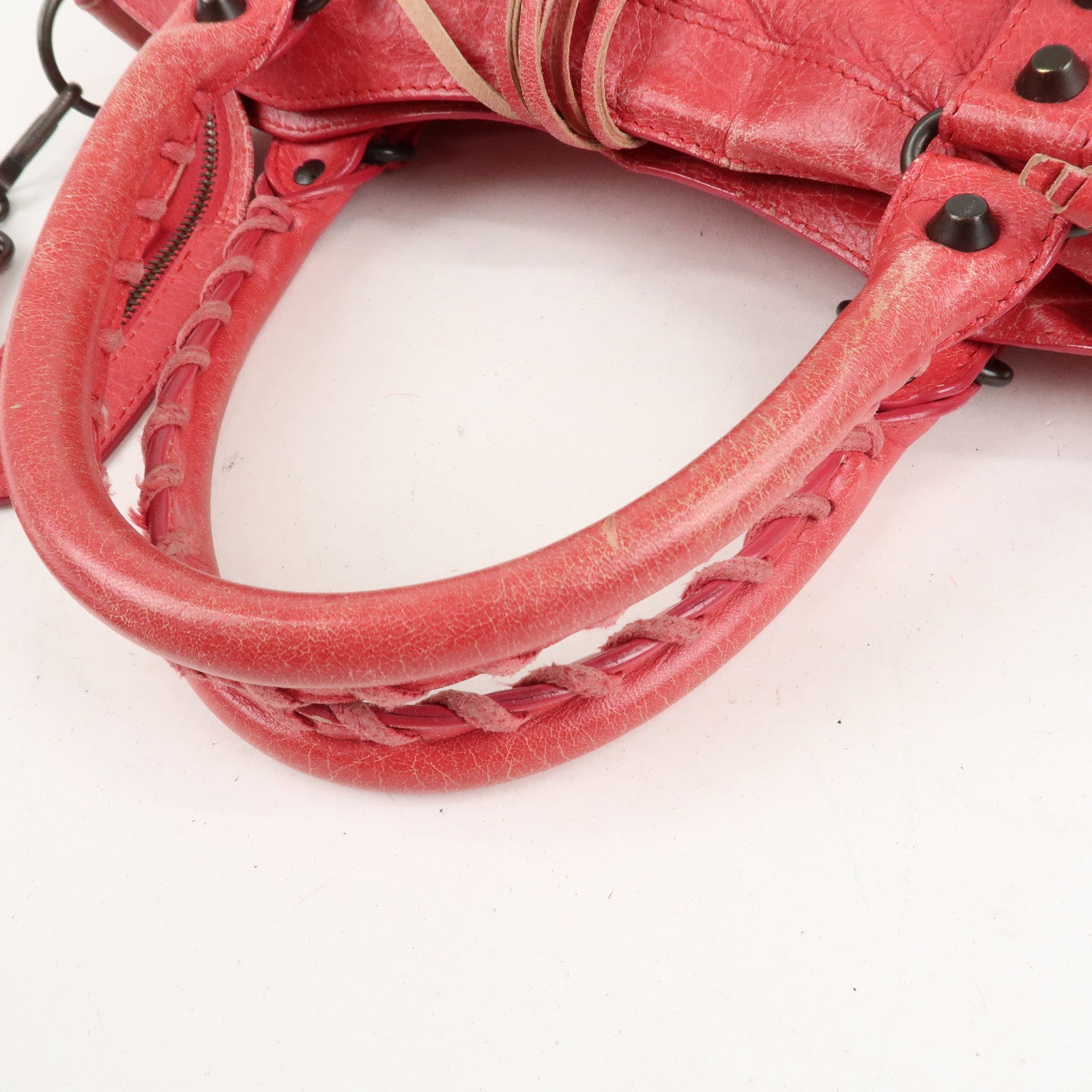 BALENCIAGA The Town Leather 2Way Hand Bag Red 240579 Used