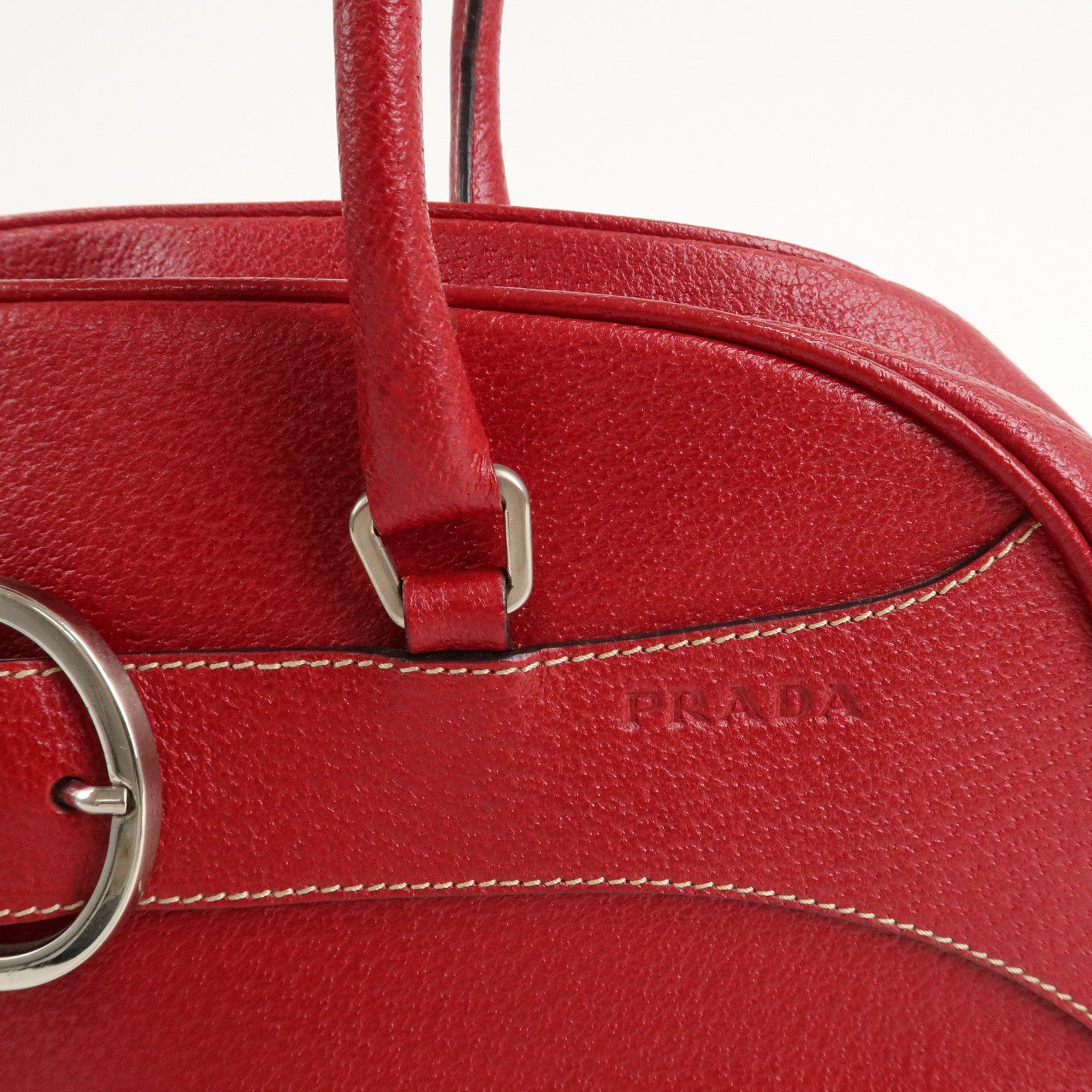 PRADA Leather Shoulder Bag Hand Bag Red B10748 F/S