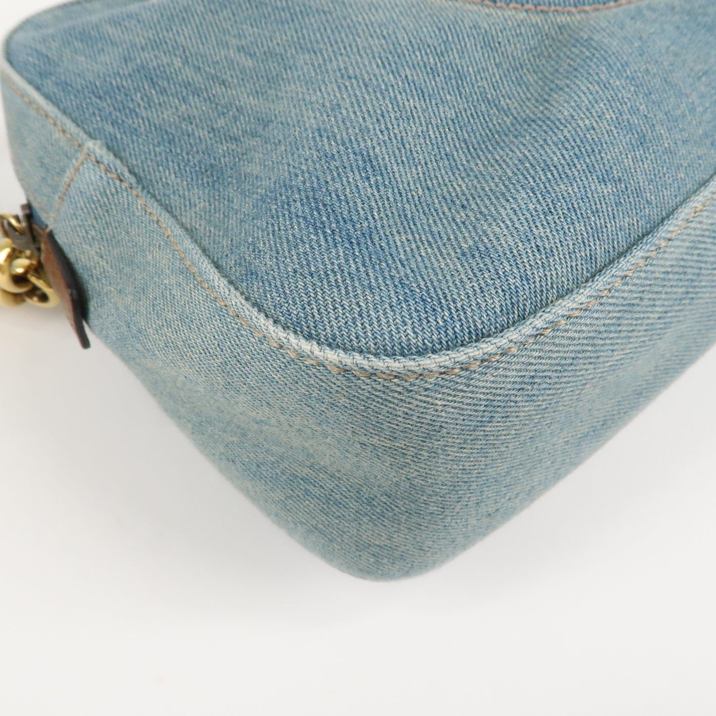 GUCCI SOHO Interlocking G Denim Leather Chain Shoulder Bag 308988