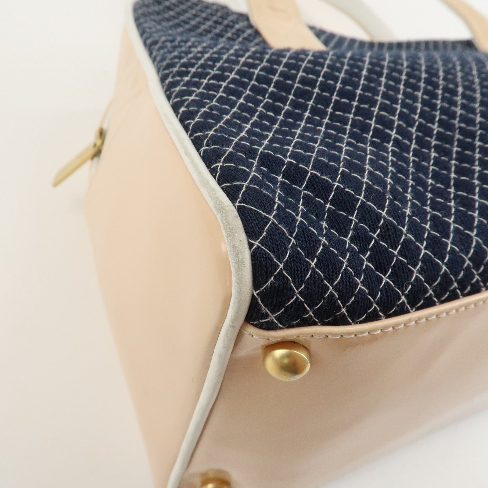 CHANEL COCO Mark Matelasse Canvas Patent Leather Tote Bag Used