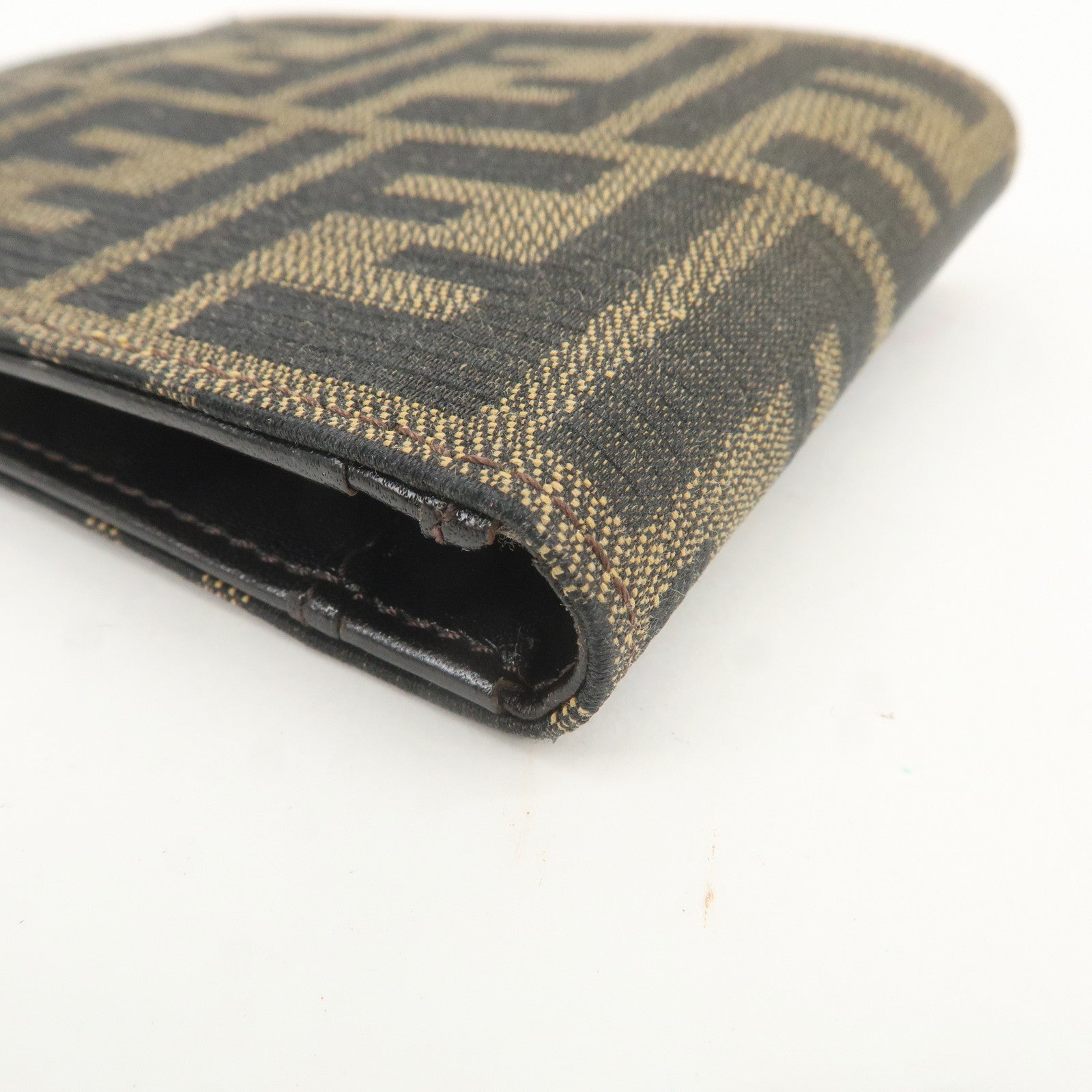 FENDI Zucca Canvas Bi Fold Wallet Khaki Black 7M0001