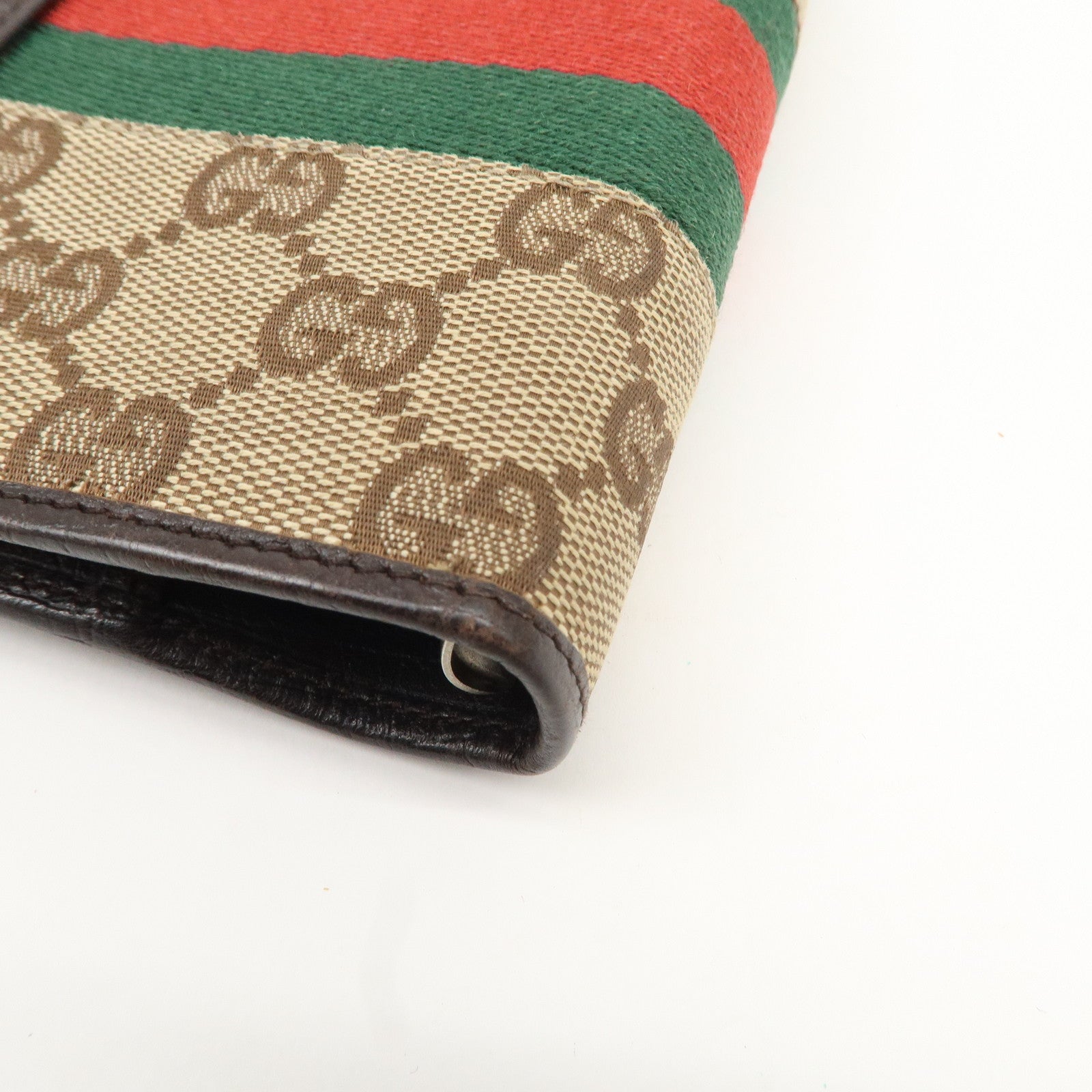 GUCCI Sherry GG Canvas Leather Notebook Cover Planner Cover 115240