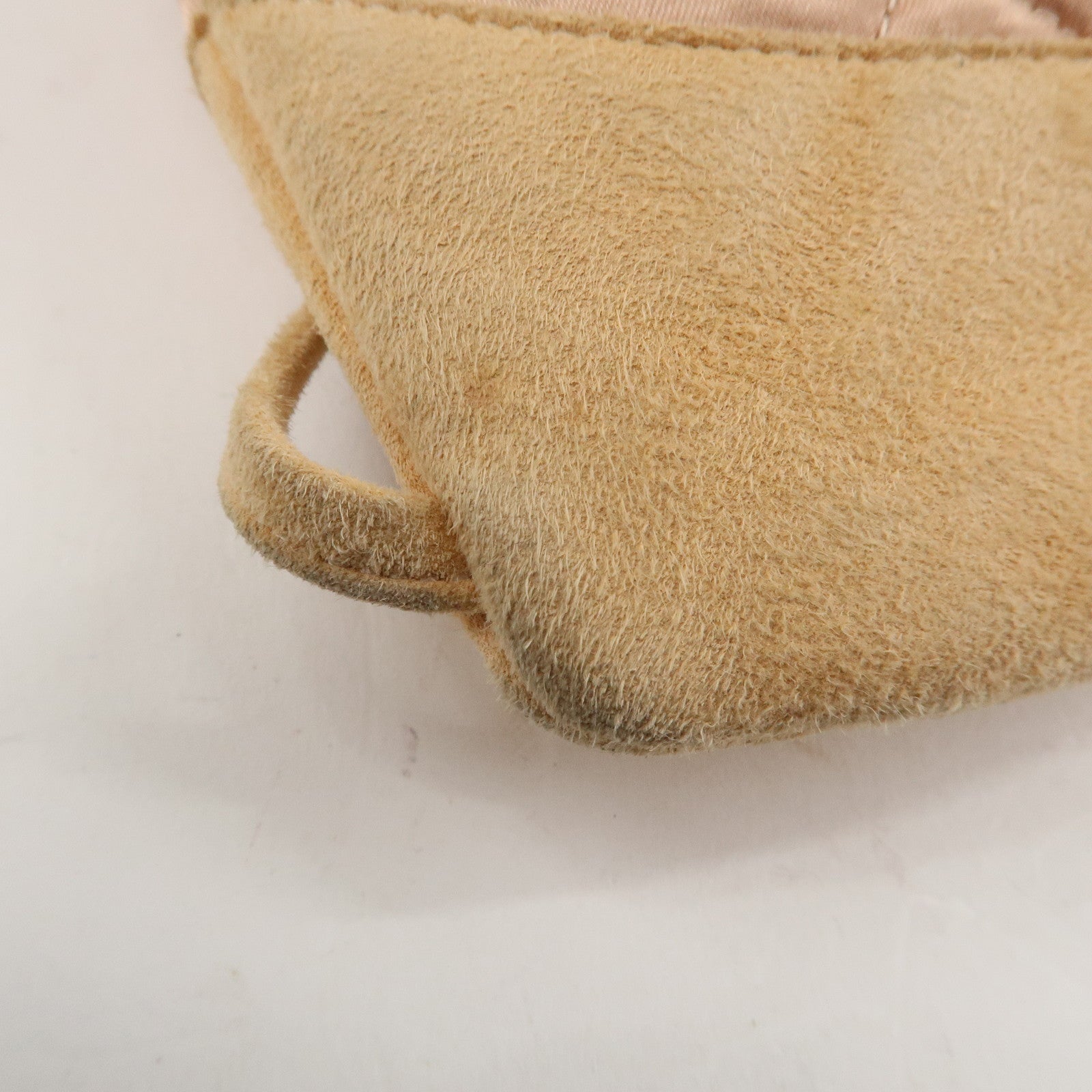 CHANEL Matelasse Satin Suede Back Pack Ruck Sack Pink Beige Used