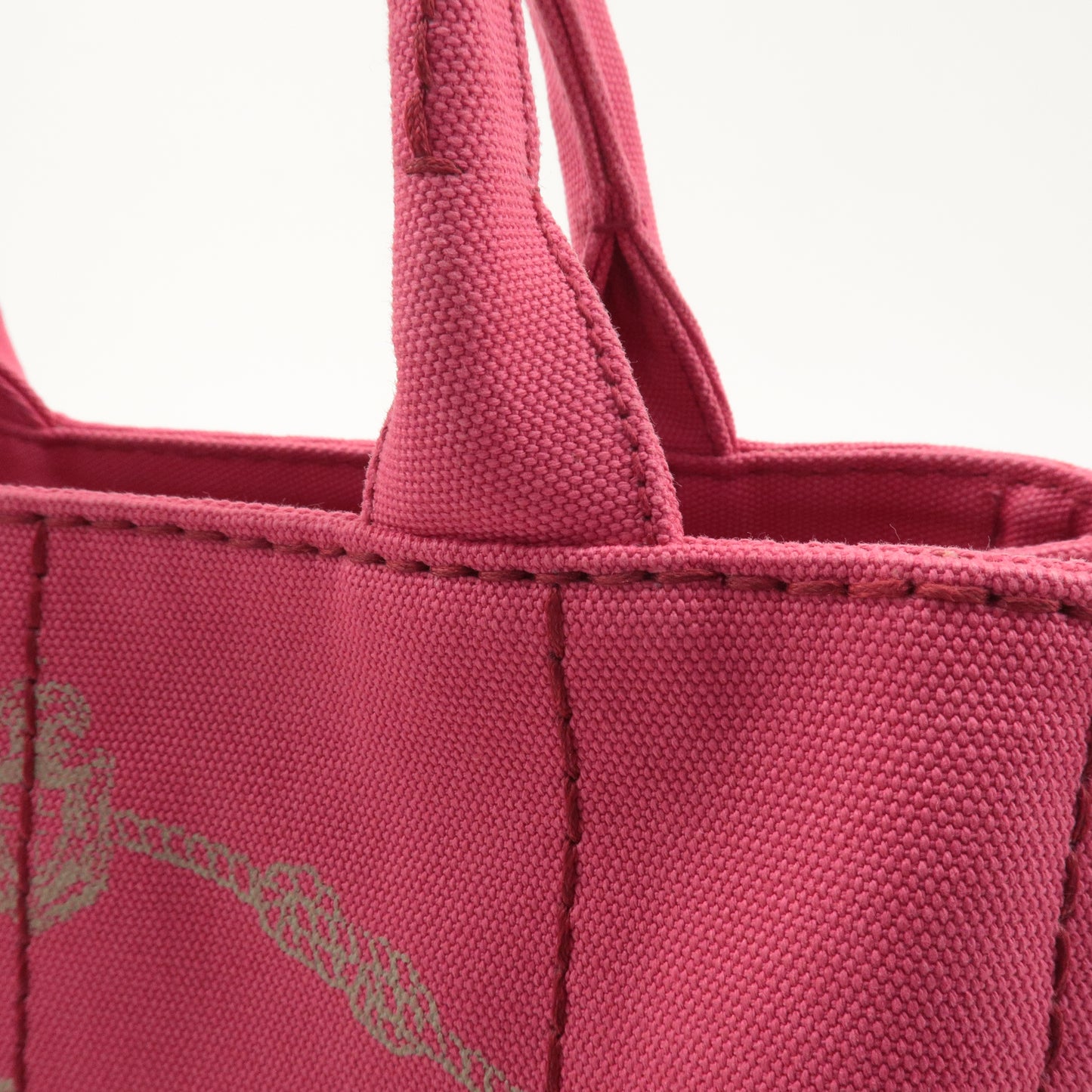 PRADA Logo Canapa Mini Canvas 2Way Shoulder Bag Pink 1BG439