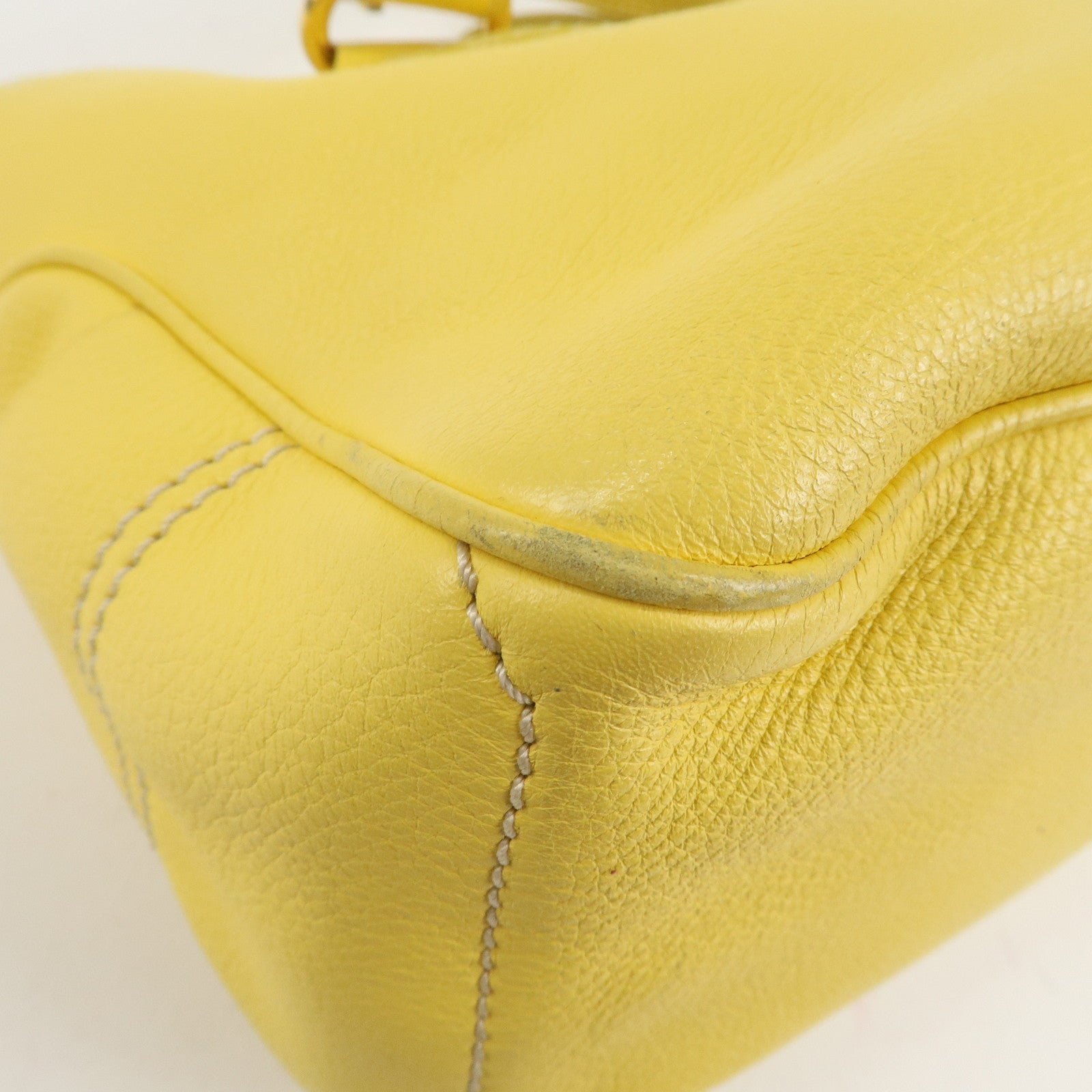 CELINE Leather Boogie Bag Hand Bag Tote Bag Yellow Gold HDW Used