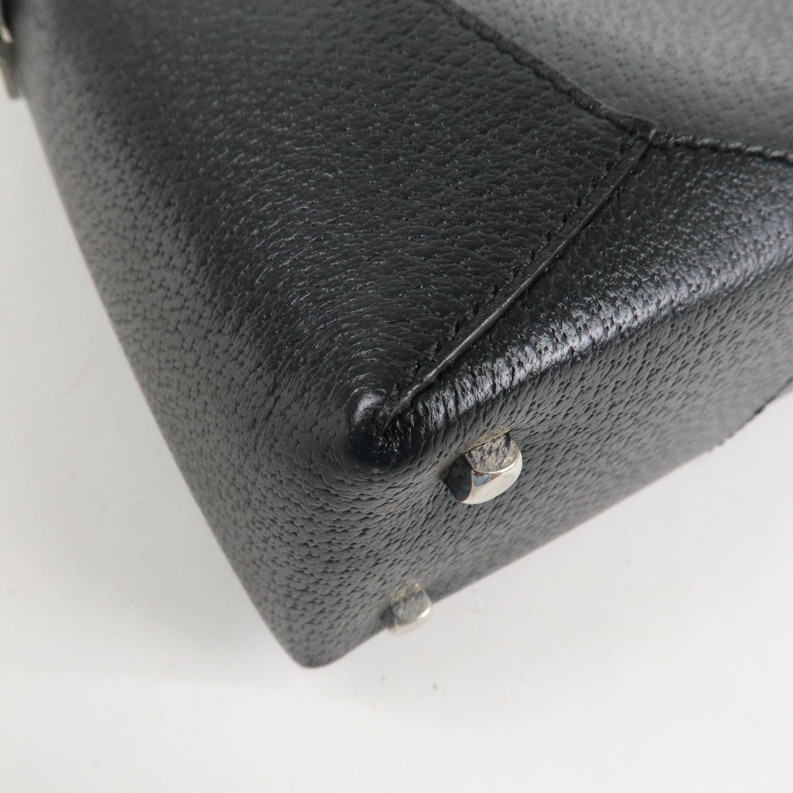 Ferragamo Leather Shoulder bag Hand Bag Black Silver HDW Used