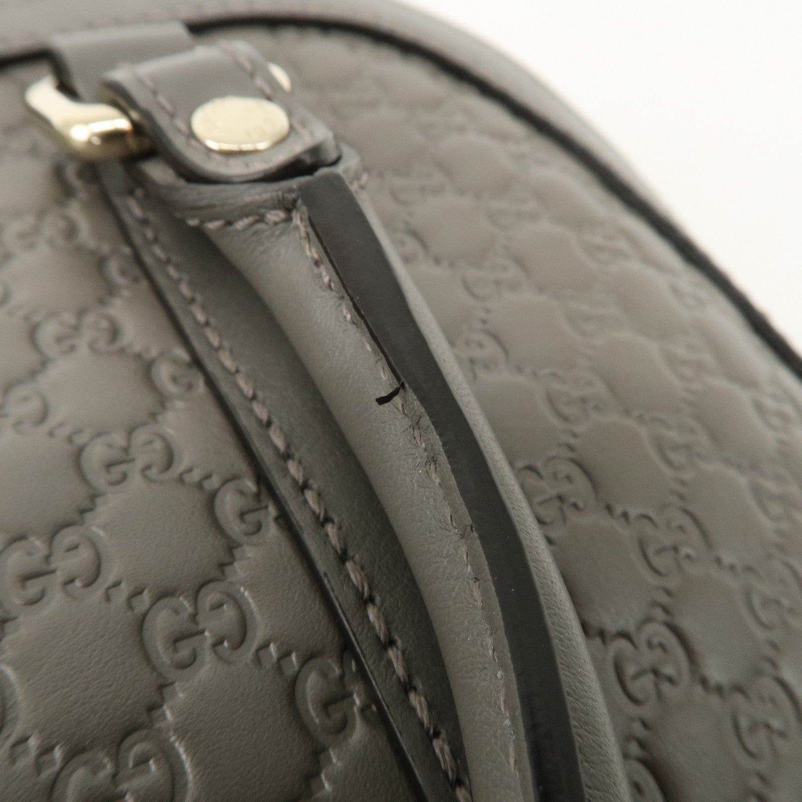 GUCCI Micro Guccissima Leather 2WAY Bag Hand Bag Gray 449654 Used