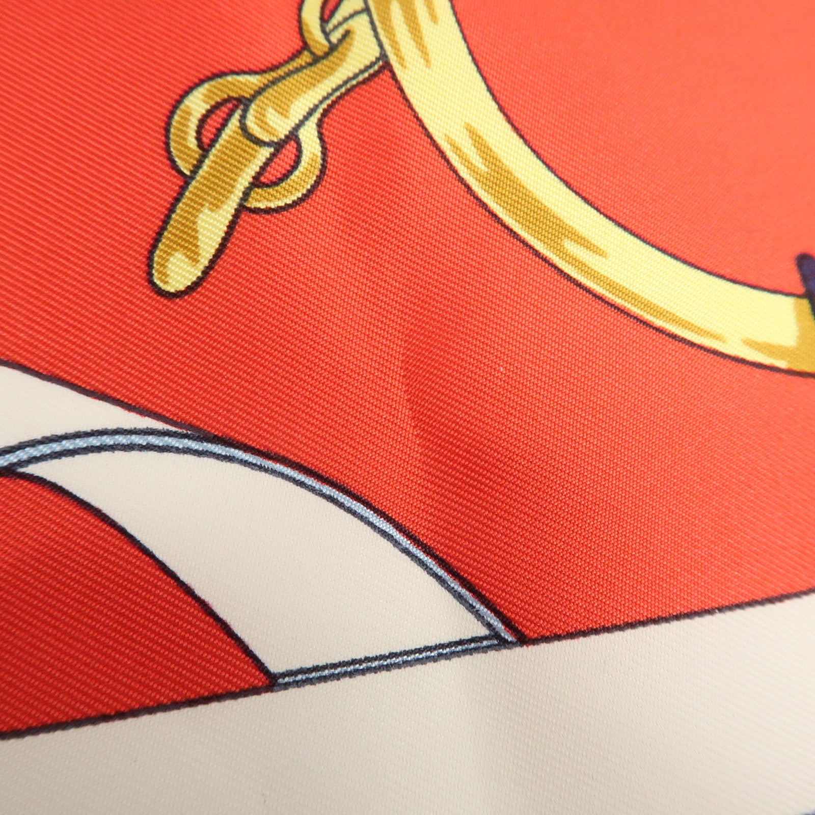 HERMES Carre 90 100% Silk Scarf Eperon d'or Red Navy Gold Used