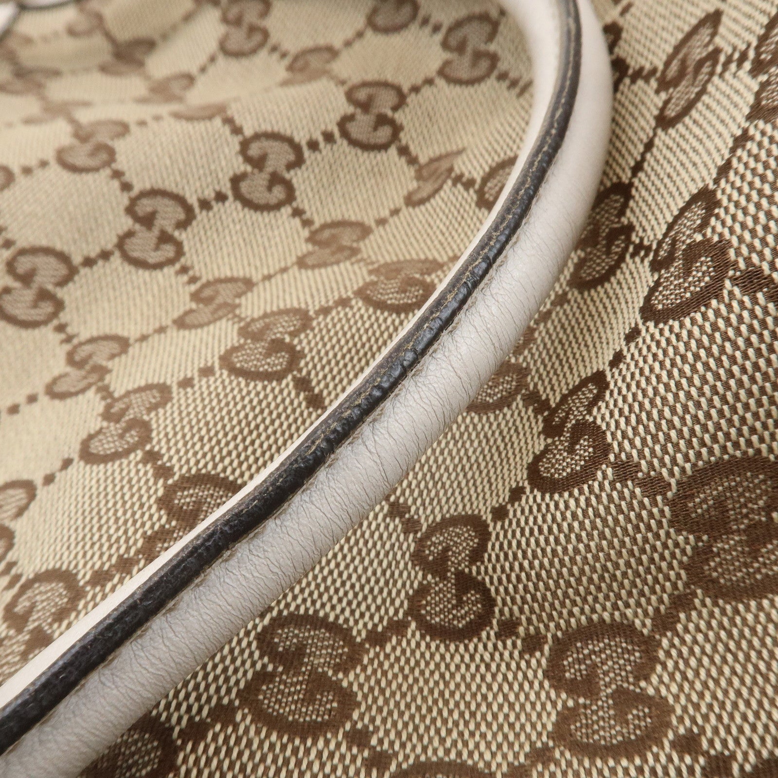 GUCCI Abbey GG Canvas Leather Tote Bag Beige Ivory 189831