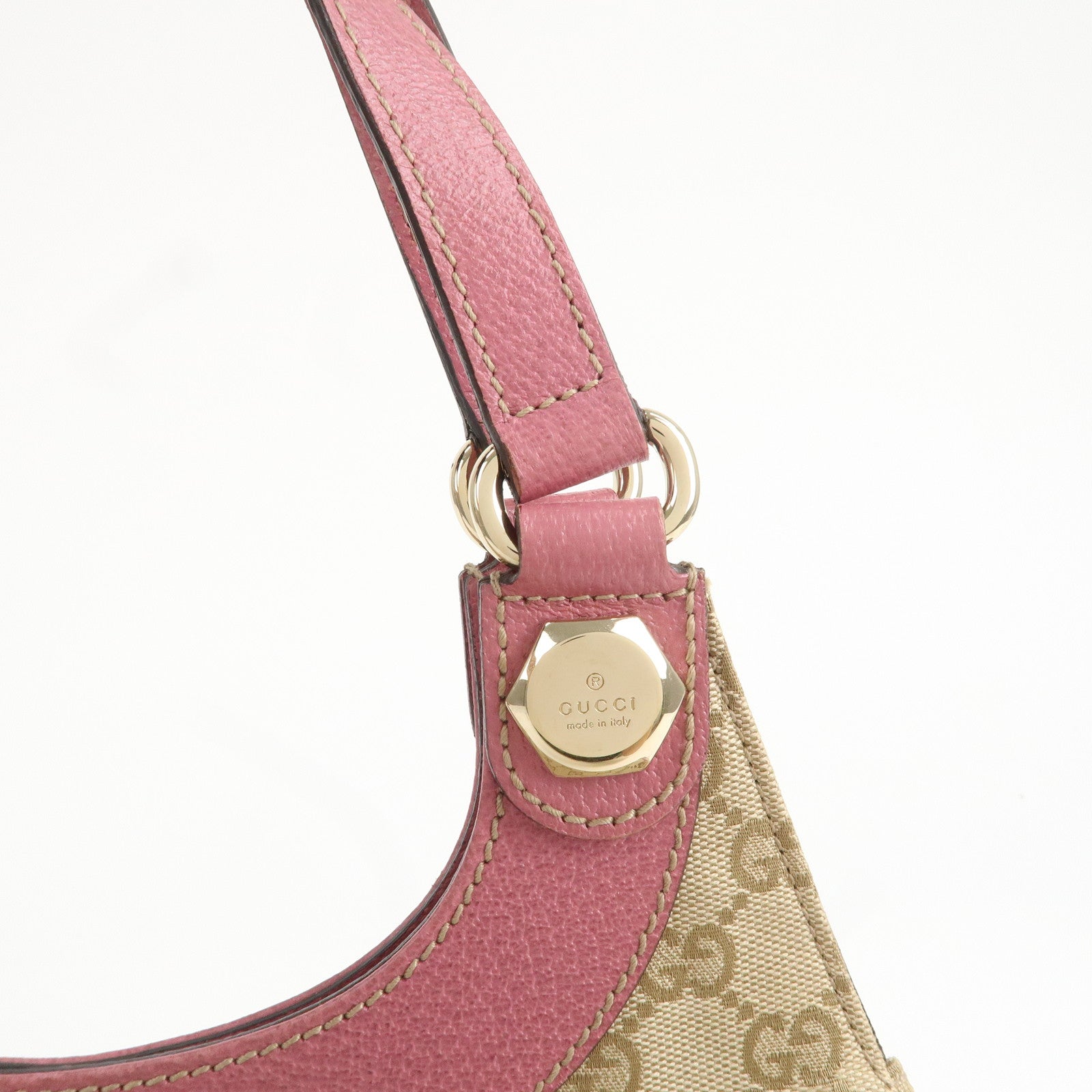 GUCCI GG Canvas Leather Shoulder Bag Hand Bag Pink 154982