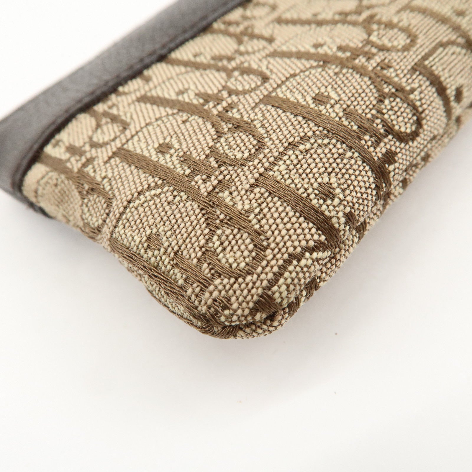 Chiristian Dior Trotter Canvas Leather Coin Key Case Beige Brown Used