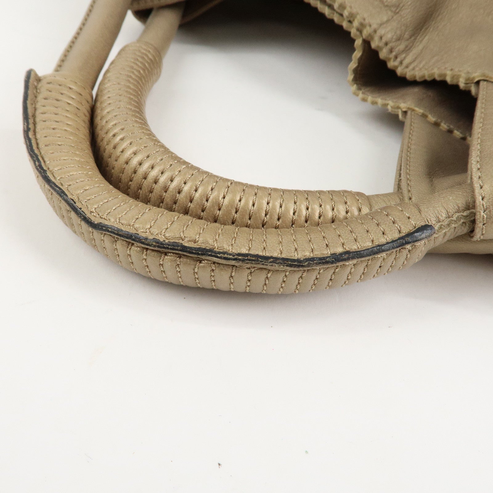 LOEWE Anagram Leather Nappa Aire Hand Bag Gold Used