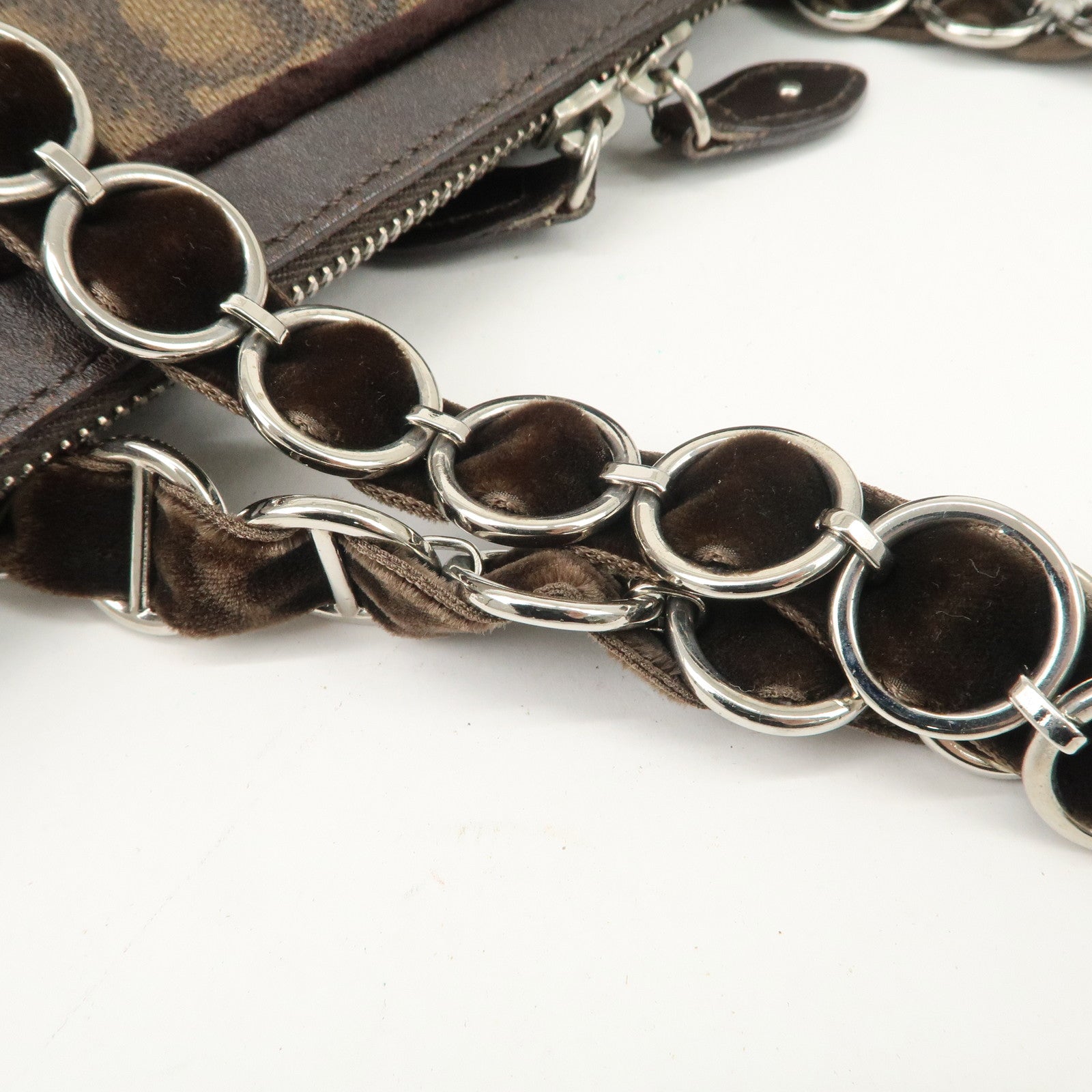 Christian Dior Romantic Trotter PVC Velor Chain Shoulder Bag Used