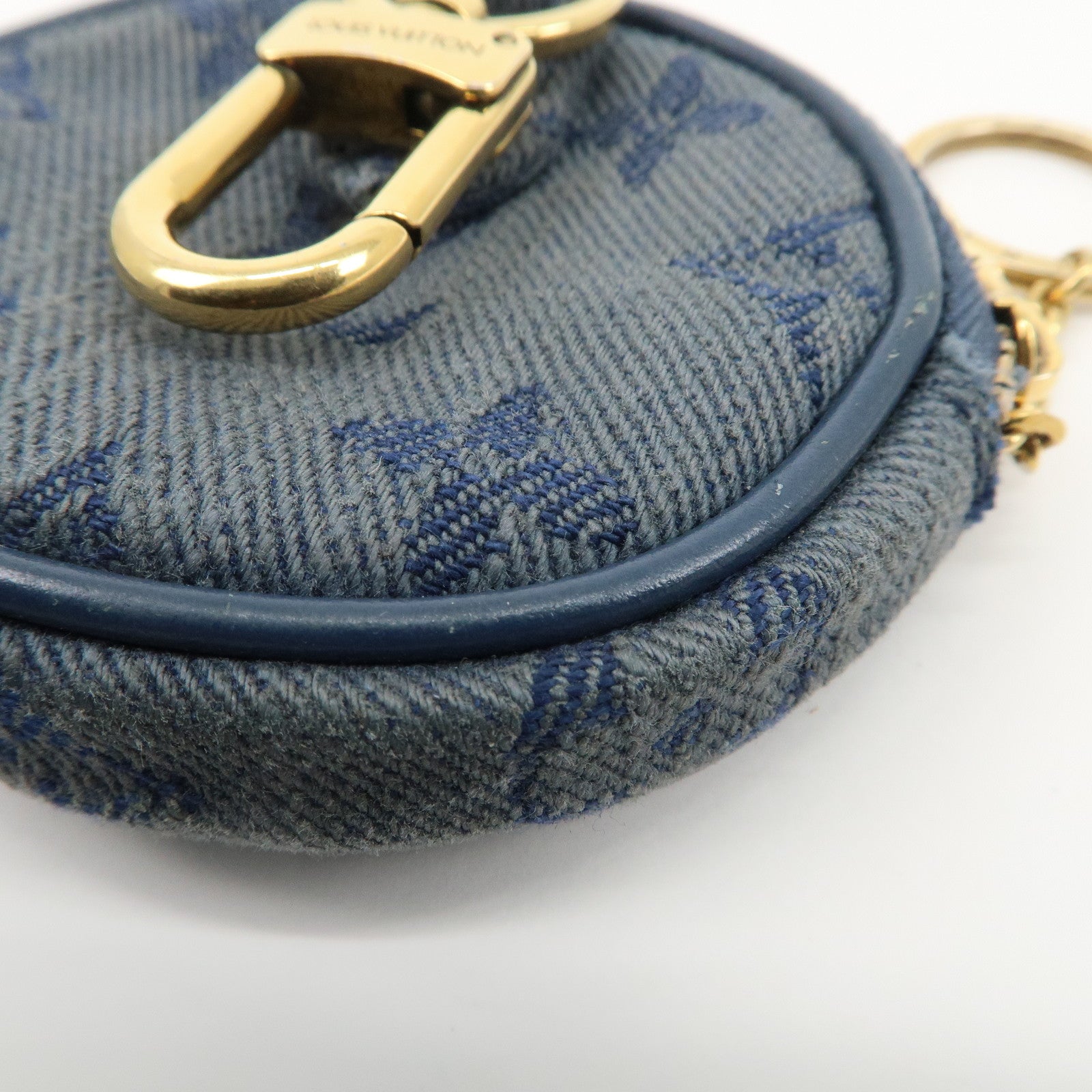 Louis Vuitton Monogram Denim Round Pouch Coin Case Blue M68290