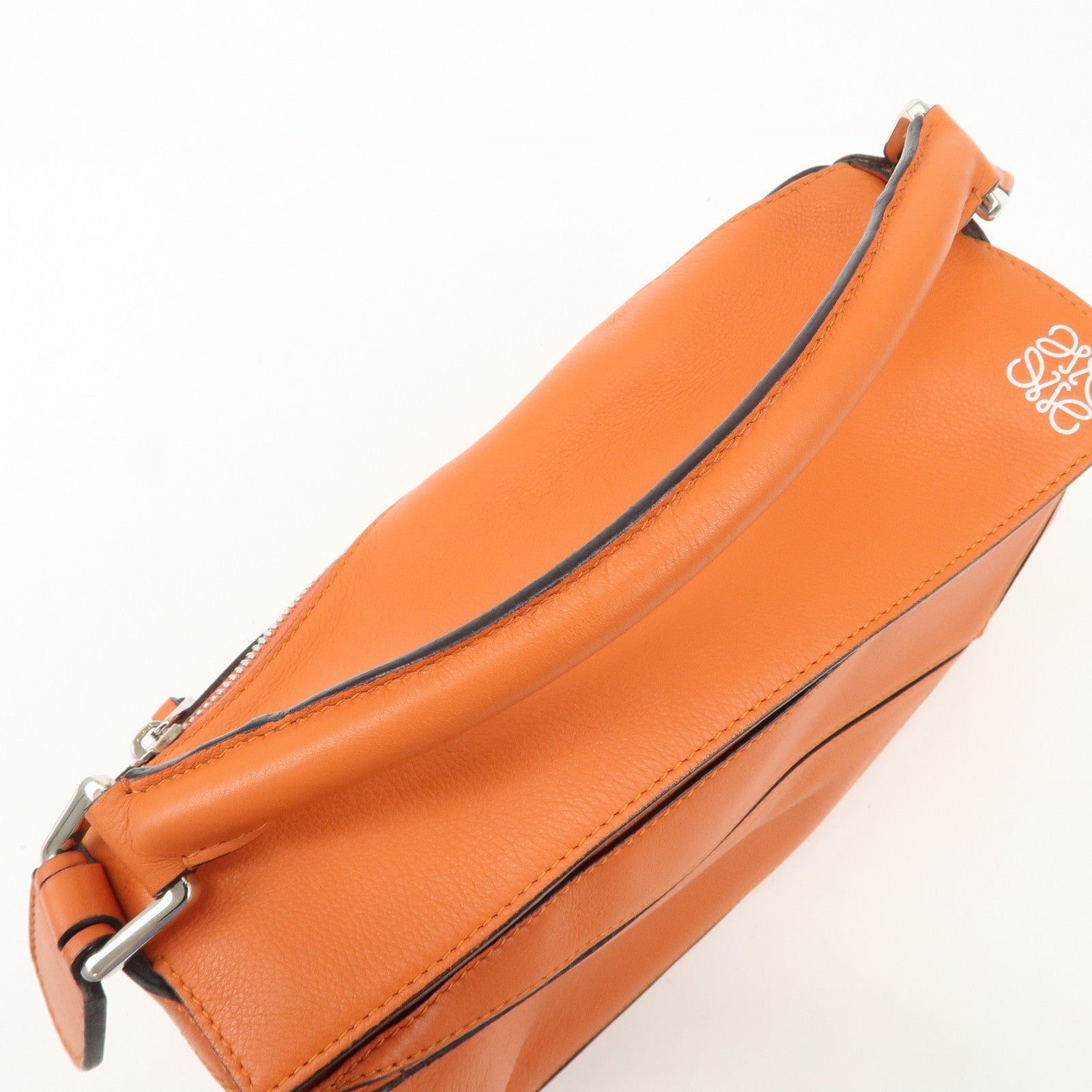 LOEWE Leather Puzzle Bag Small Hand Bag Orange Used