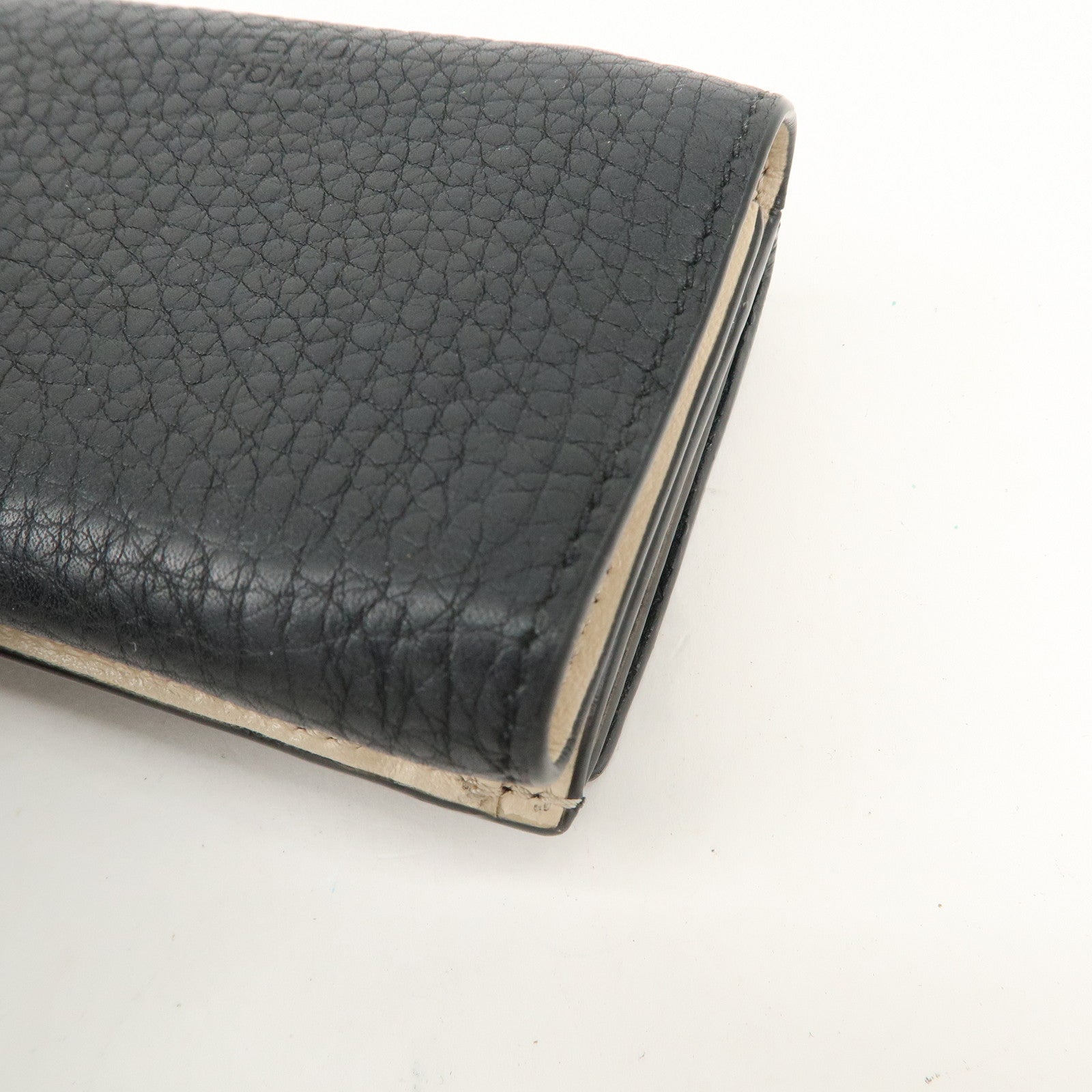 FENDI Leather Peekaboo Micro Wallet Black Gold Hardware 8M0426