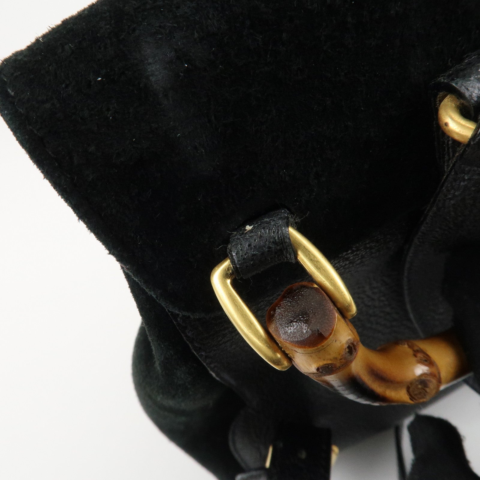 GUCCI Bamboo Leather Suede Mini Back Pack Black 003.1705.0030