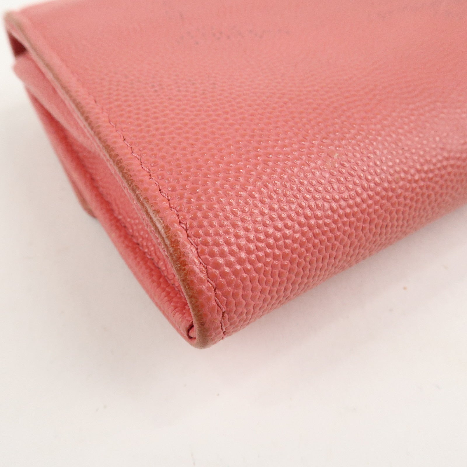 CHANEL Caviar Skin Coco Mark Bi-fold Long Wallet Pink