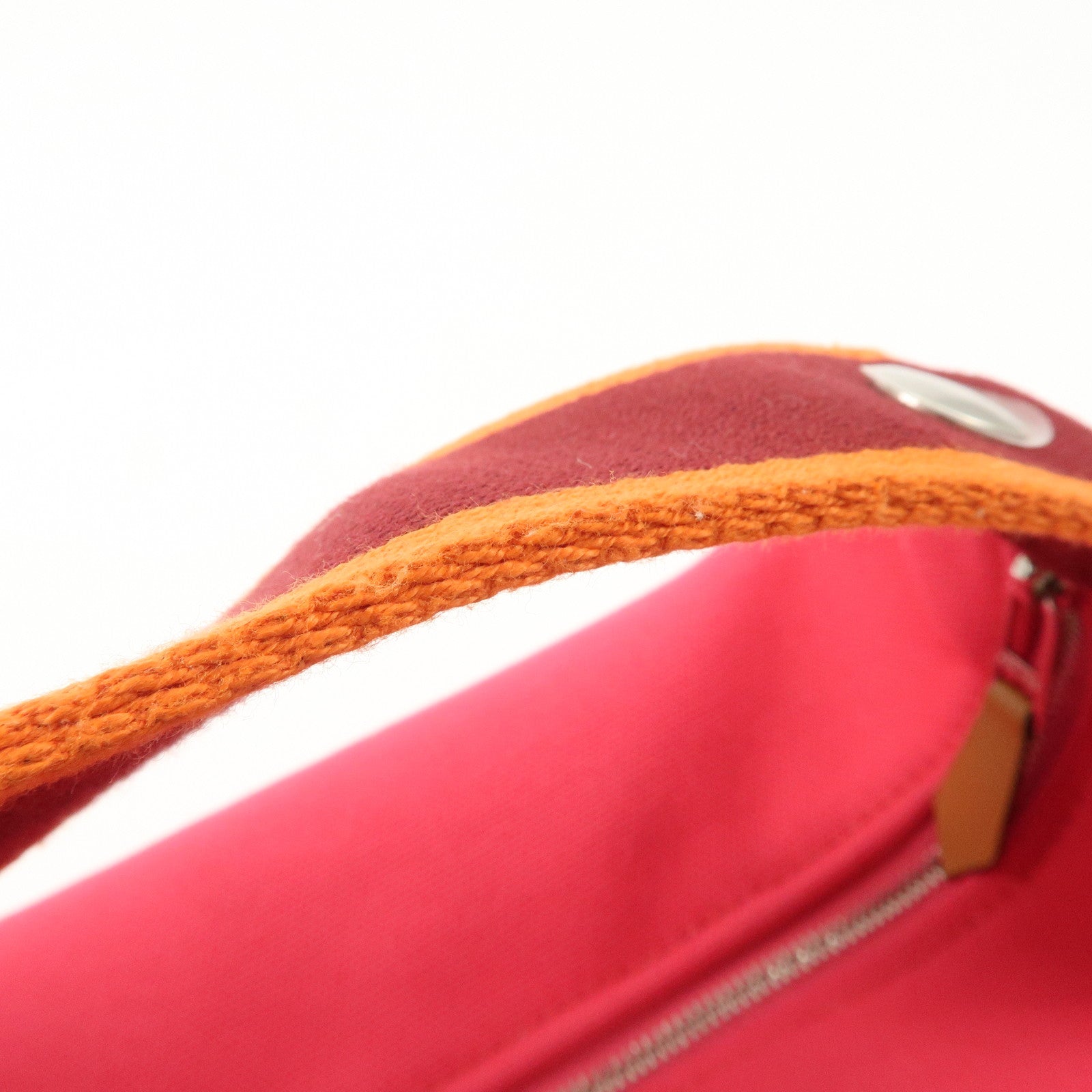 HERMES Canvas Bride A Brac PM Hand Bag Pink Bordeaux Orange Used