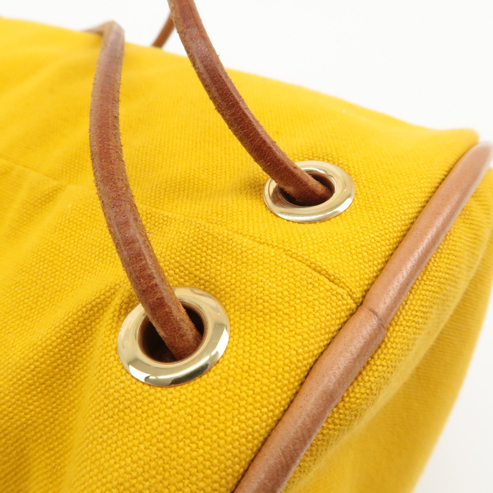 HERMES Canvas Leather Porochon Mimil PM Shoulder Bag Yellow