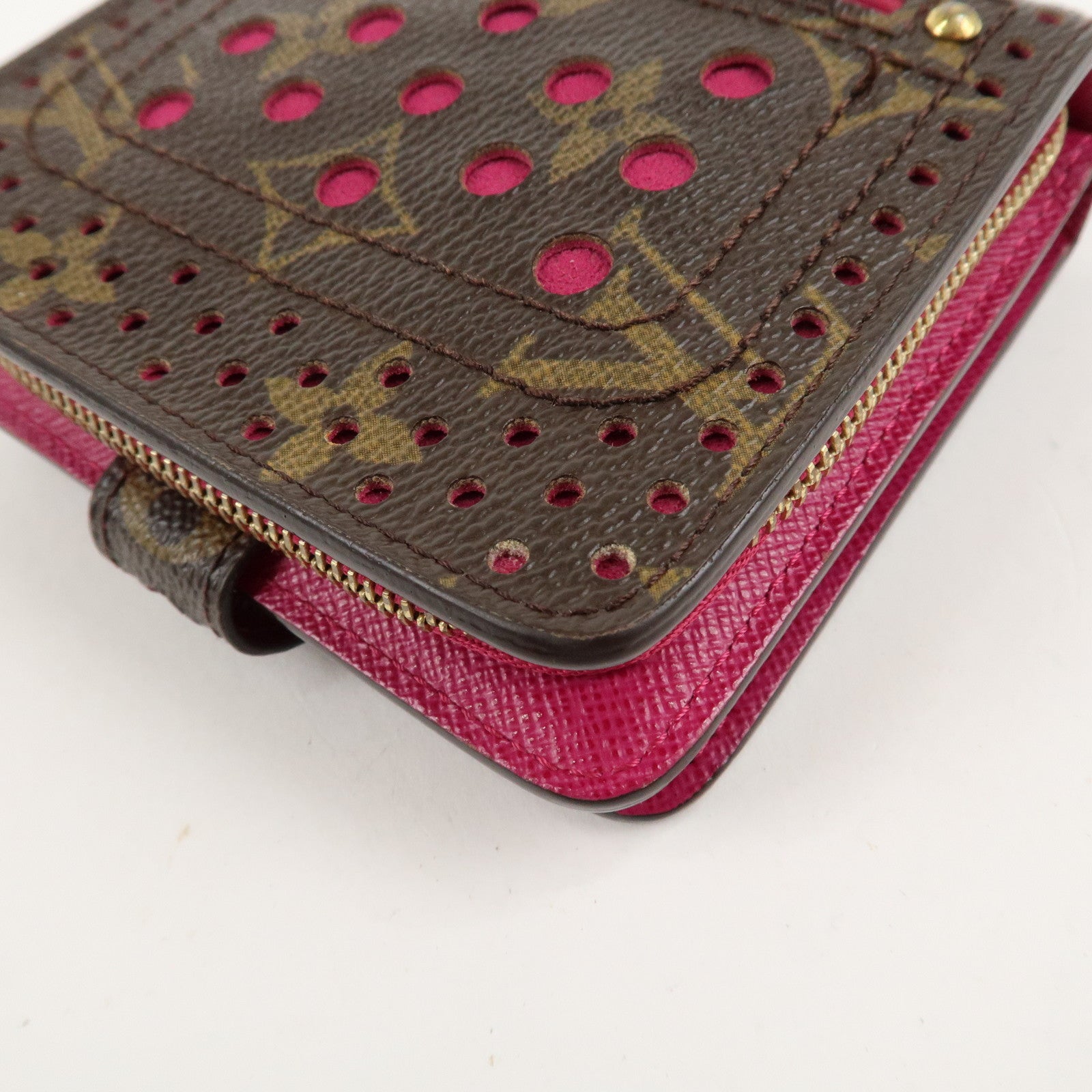 Louis Vuitton Monogram Perfor Compact Zip Fuchsia M95188