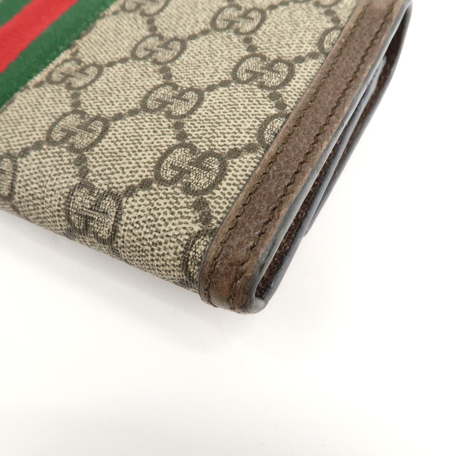 GUCCI Ophidia Sherry GG Supreme Leather Bifold Long Wallet 523153