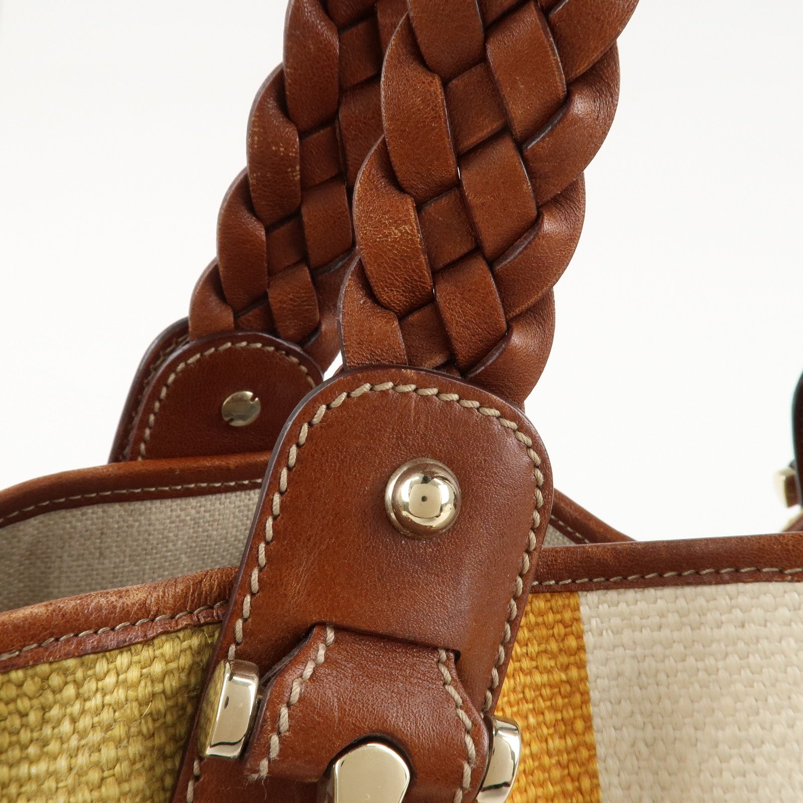 GUCCI Horsebit Canvas Leather Hand Bag Tote Bag 137621 Used