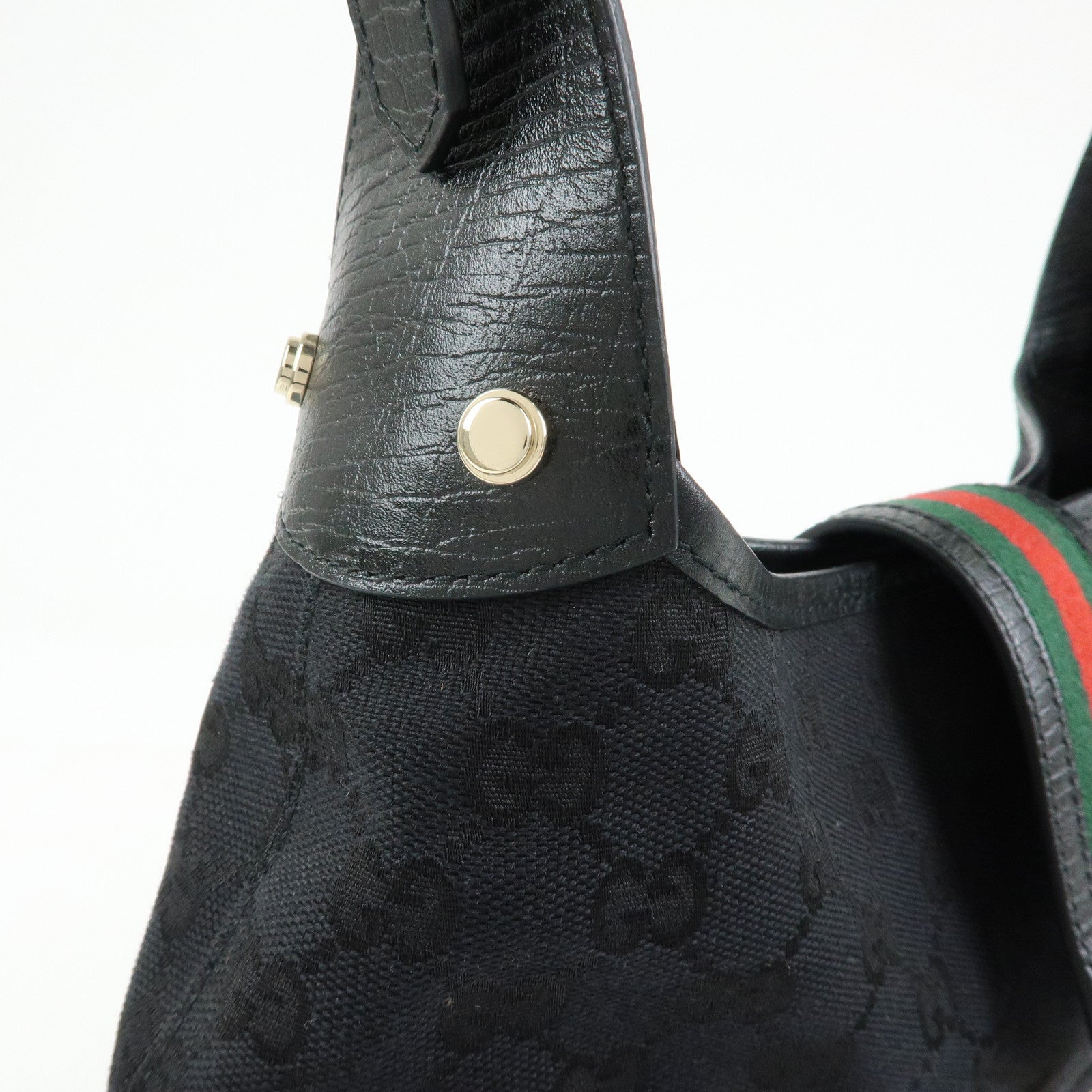 GUCCI Sherry GG Canvas Leather Shoulder Bag Hand Bag Black 130779