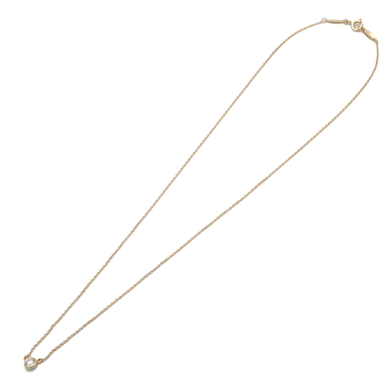 Tiffany & Co By The Yard 1P Diamond Necklace K18 750YG Yellow Gold