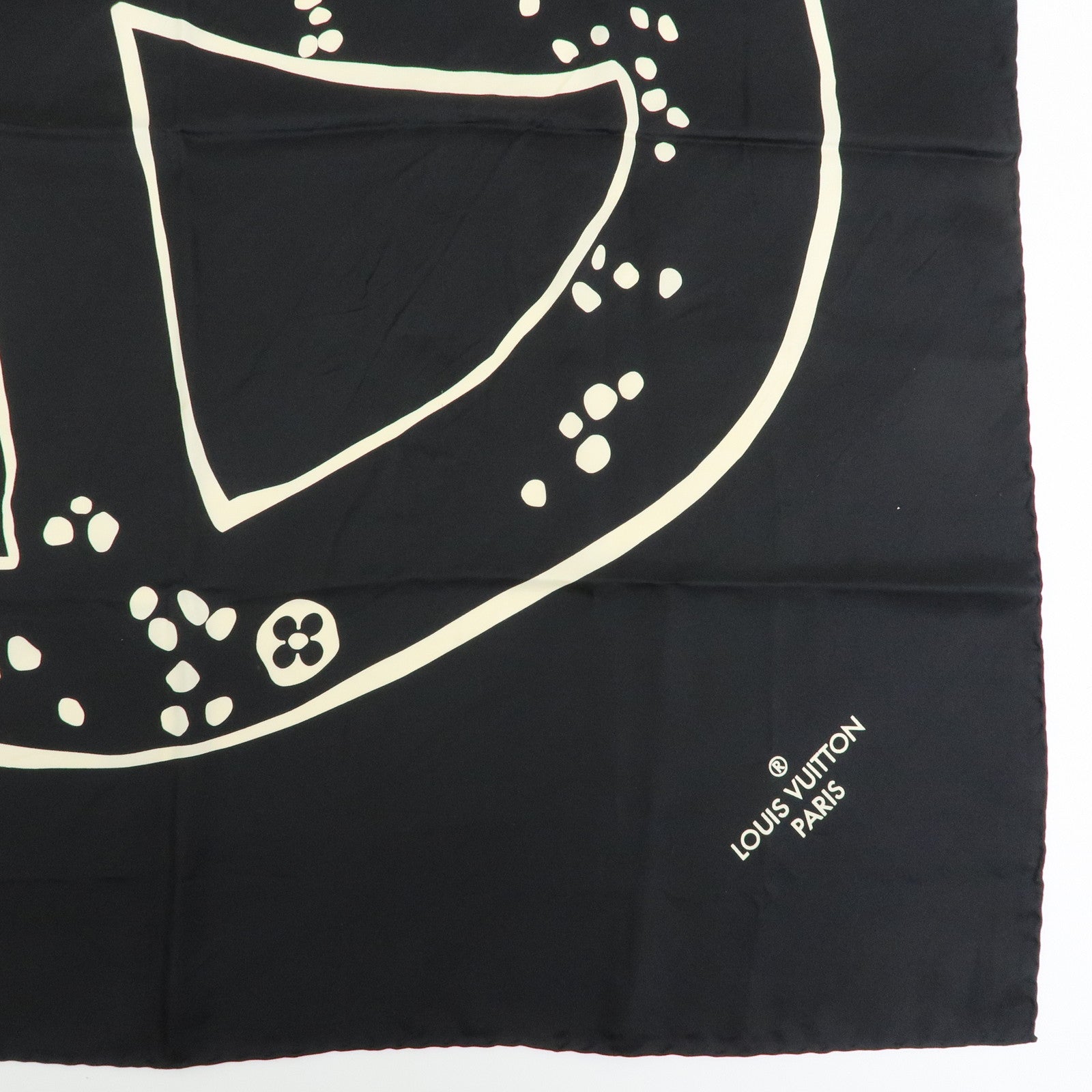 Louis Vuitton Silk 100% Pretzel Motif Scarf Black