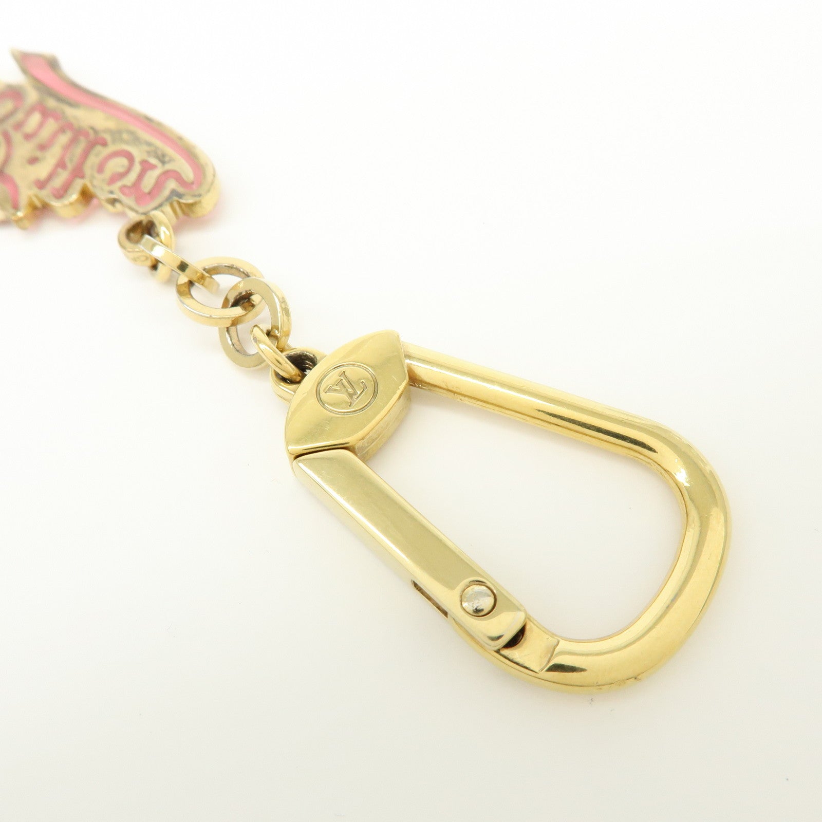 Louis Vuitton Logo Set of 2 Metal Bag Charm Key Charm Gold