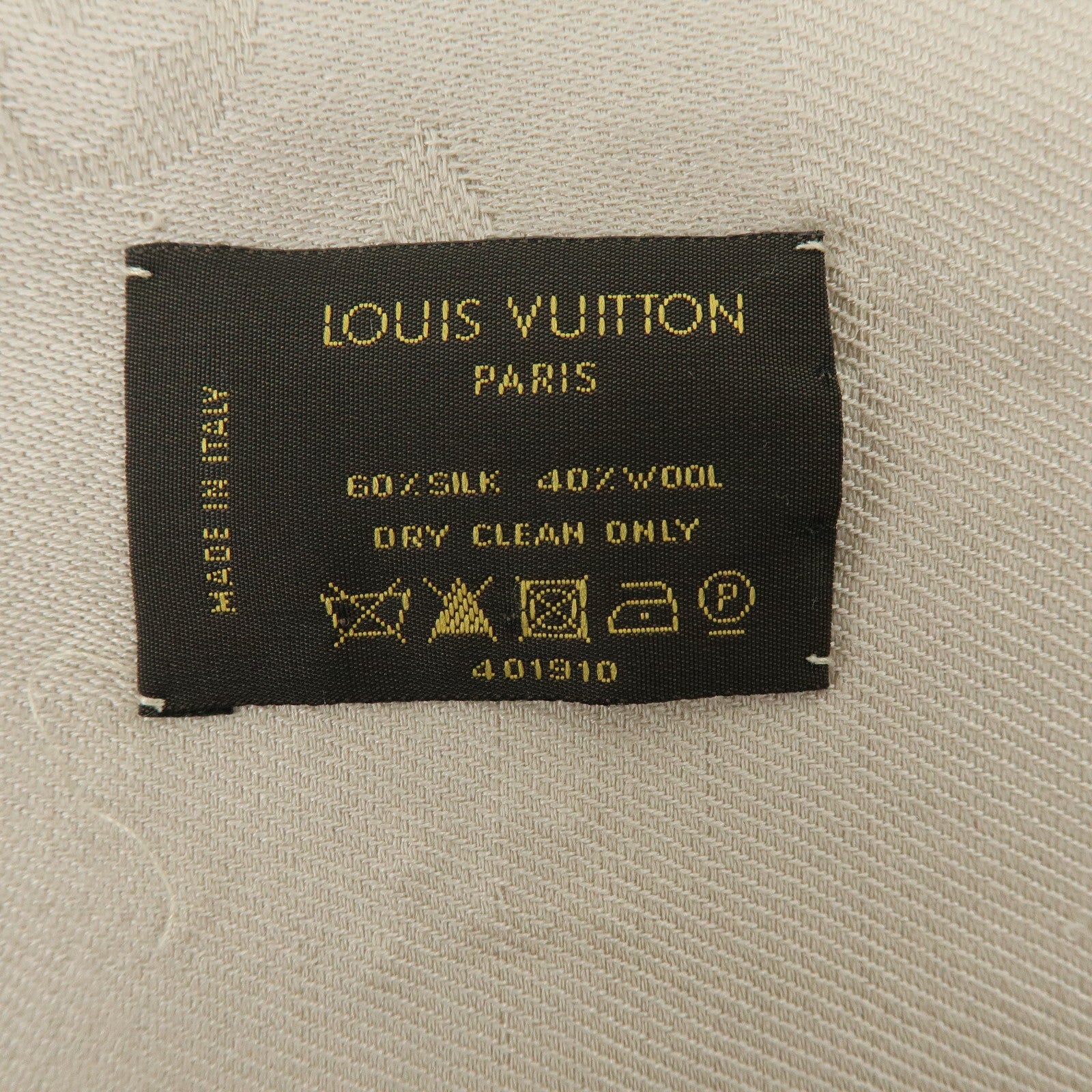 Louis Vuitton Monogram Classic Shawl Silk Wool Scarf Greige M96983