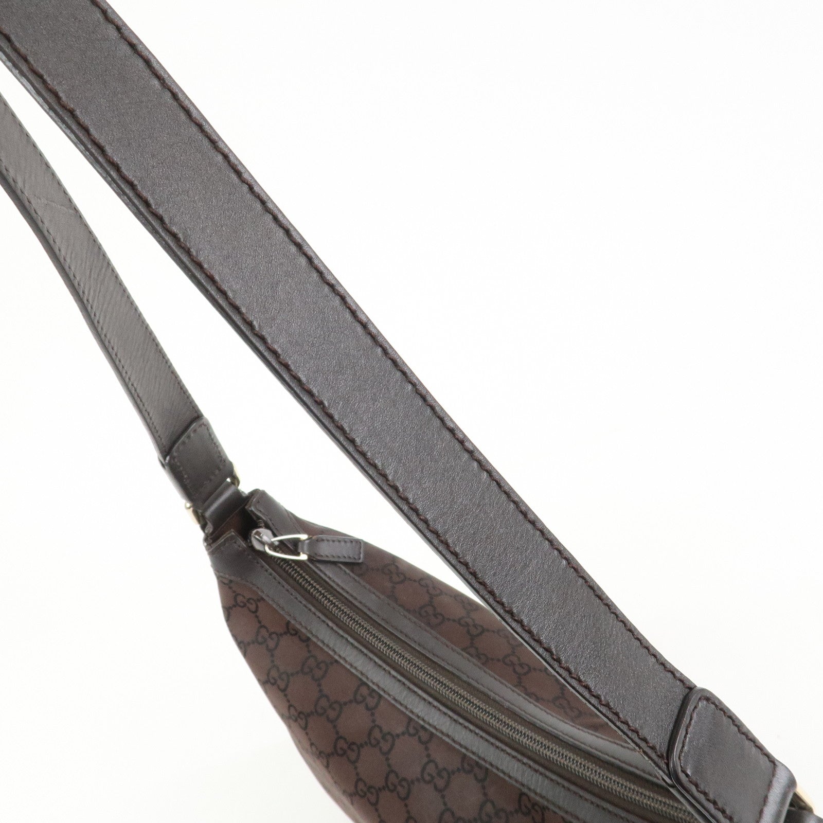 GUCCI GG Monogram Nylon Shoulder Bag Hand Bag Brown 264219