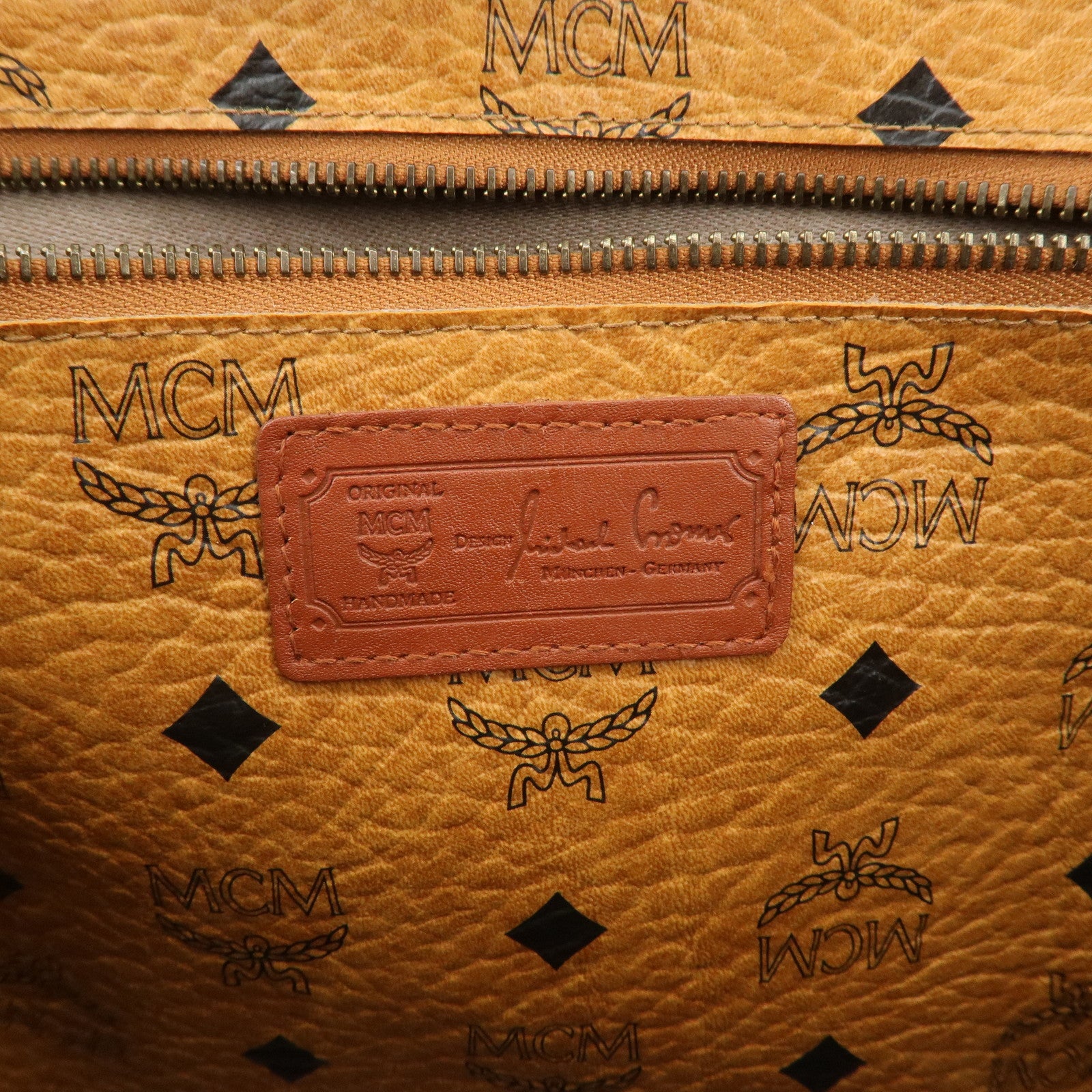 MCM Visetos Leather Shoulder Bag Tote Bag Brown