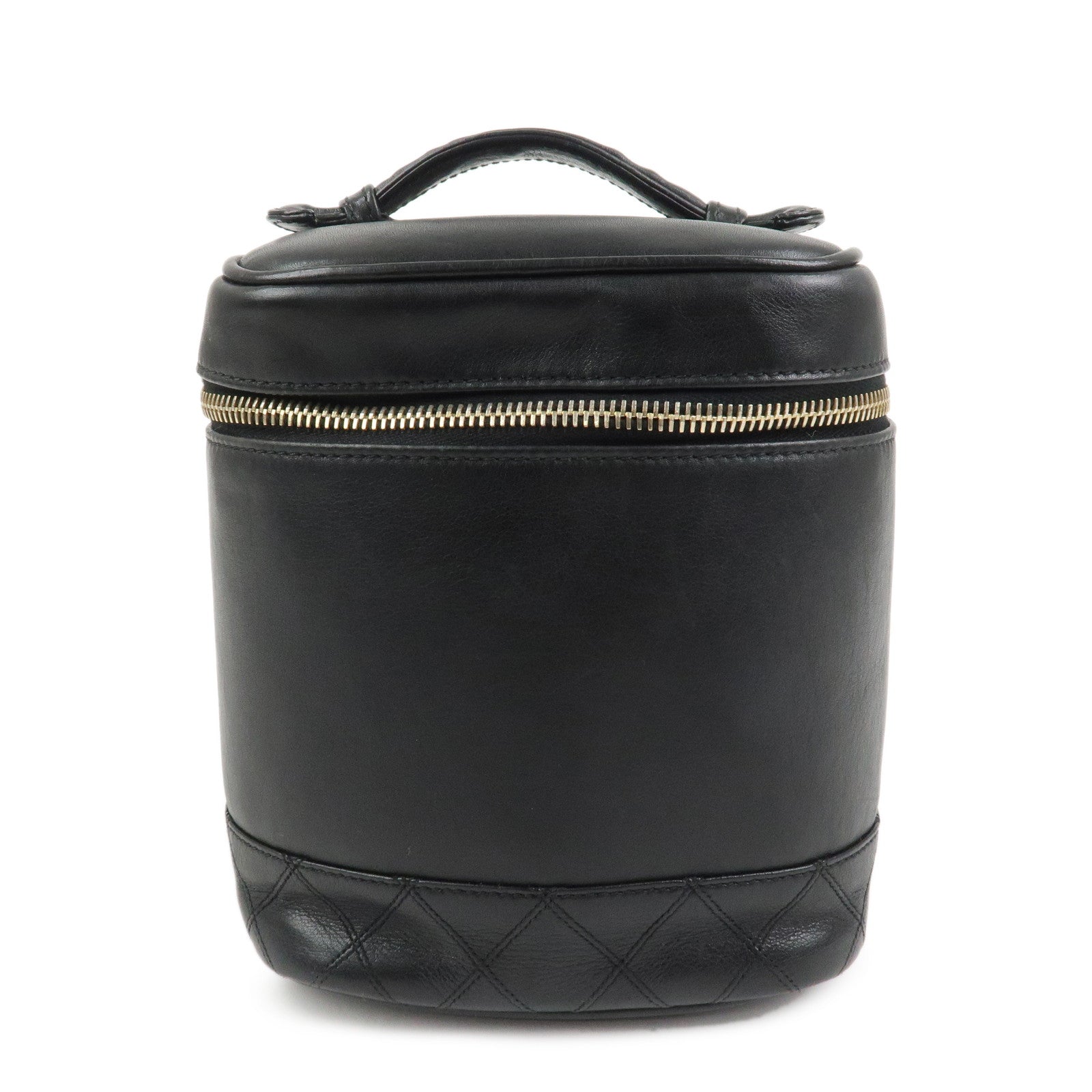 CHANEL Bicolore Lambskin Vanity Bag Hand Bag Black A01619