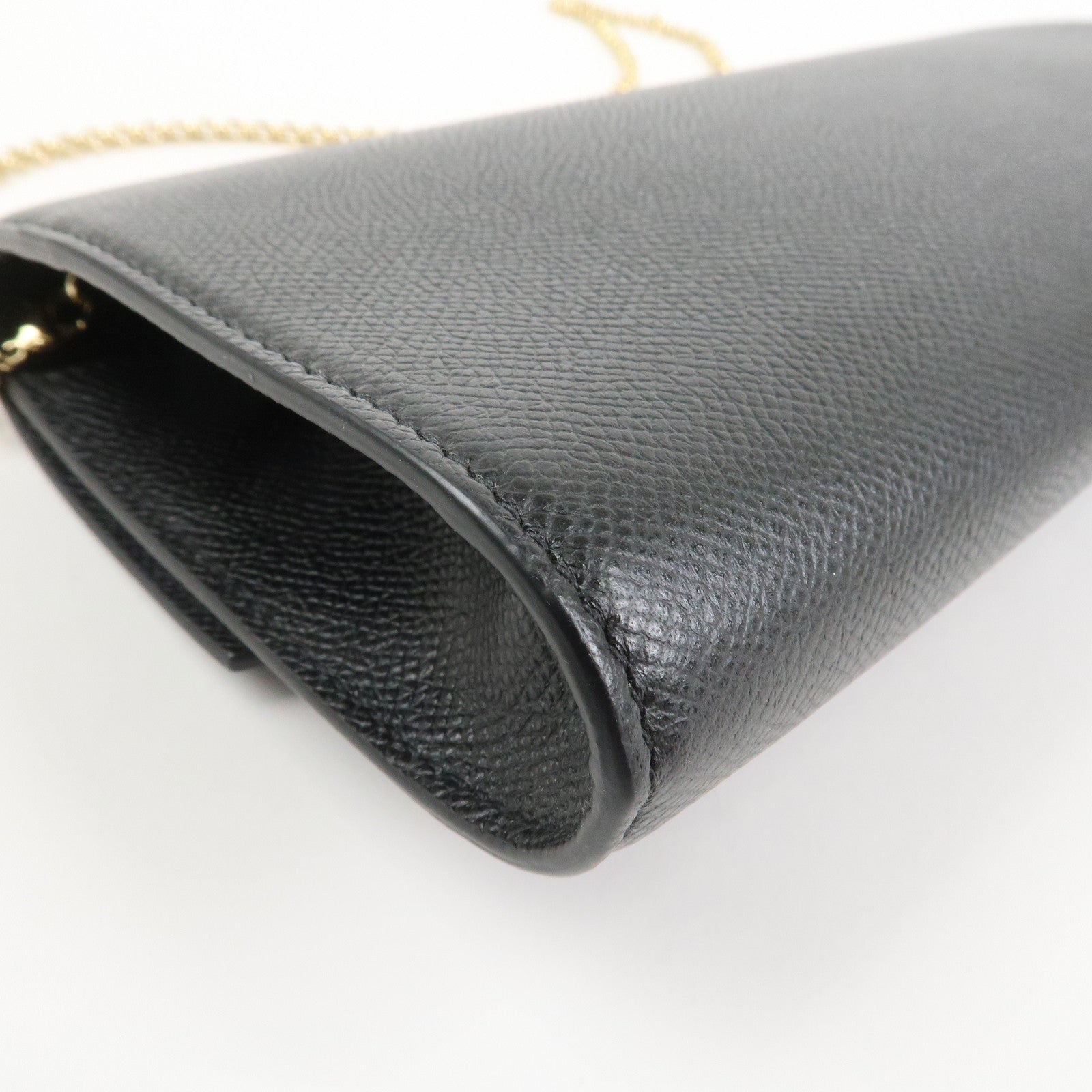 Ferragamo Gancini Leather Chain Shoulder Bag Black